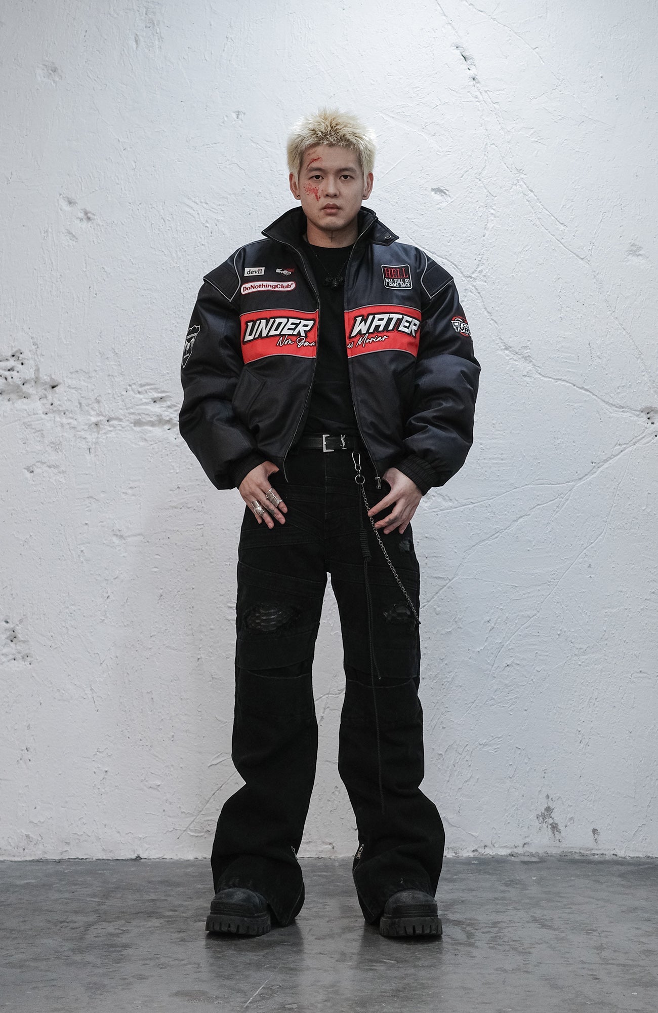 UNDERWATER Hell Racer Embroidered Padded Bomber-Jacket-S (Preorder)-Free Shipping Leatheretro