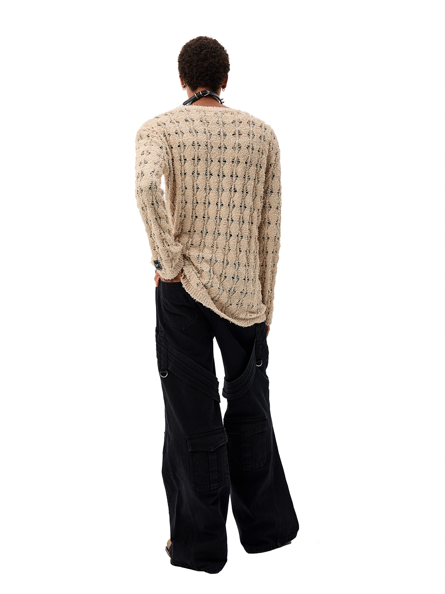 CYCYCY Punk Open-Knit Distressed Sweater-Sweater-S-Black (Preorder)-Free Shipping Leatheretro