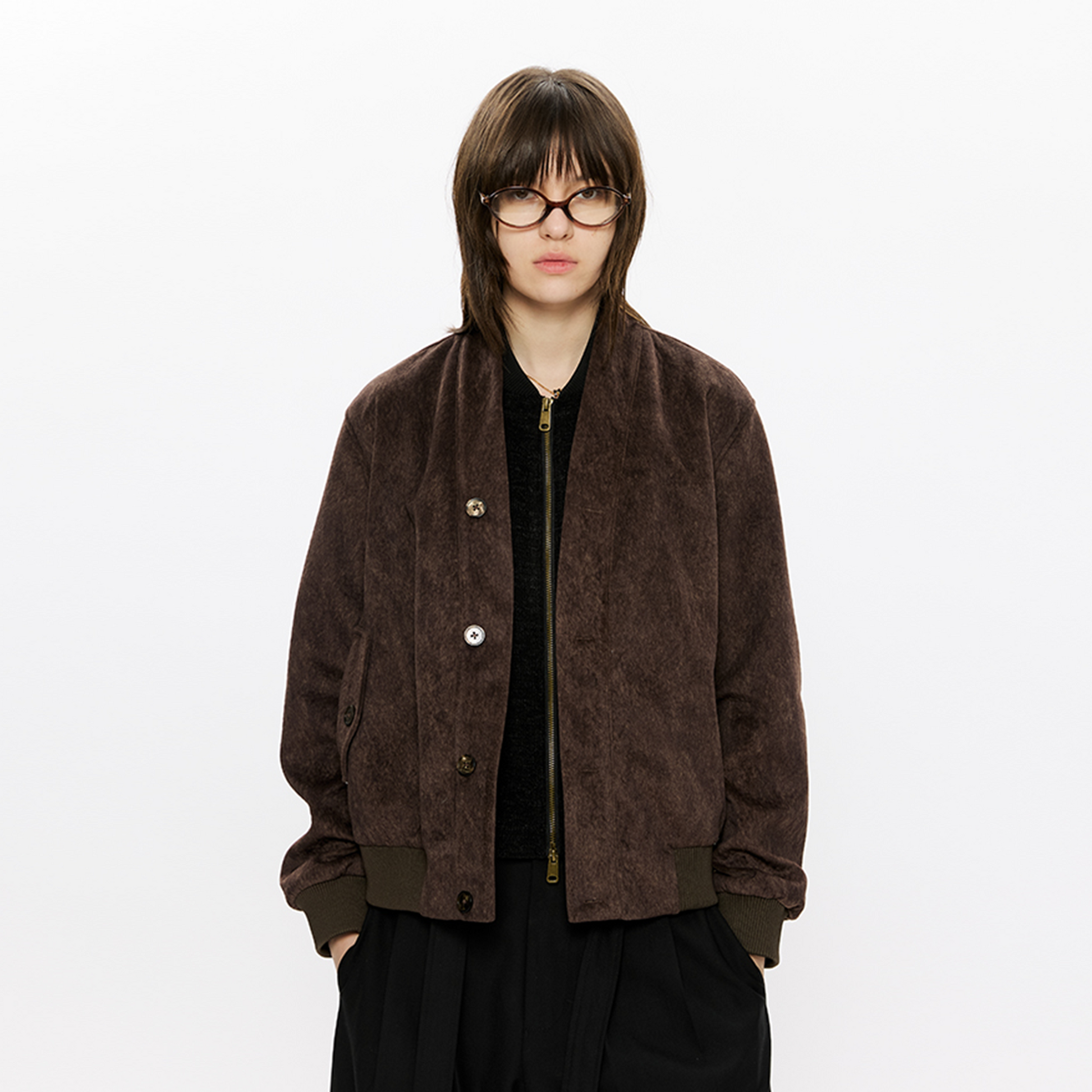 KREATE Faux Layered-Look V-Neck Jacket-Jacket-S (Preorder)-Free Shipping Leatheretro