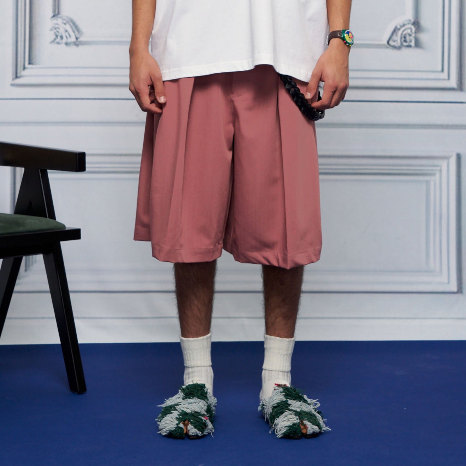 UNLIMITED MOTE Pleated Wide-Leg Drawstring Shorts Rose Pink-Shorts-S-Free Shipping Leatheretro