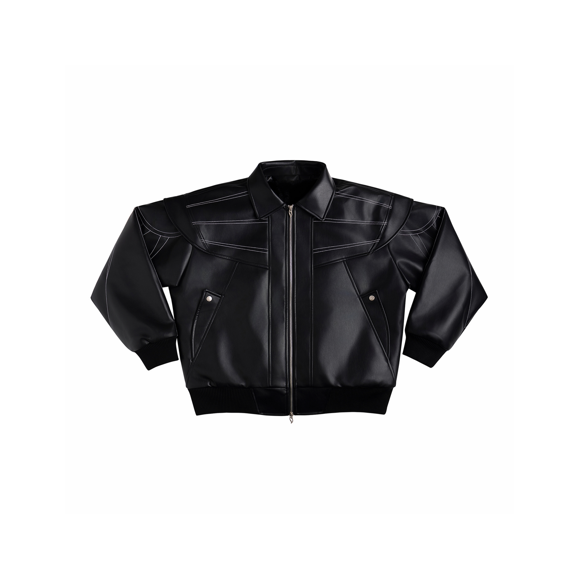 ESAIAS Deconstructed Stitch PU Jacket-Jacket-S-Free Shipping Leatheretro