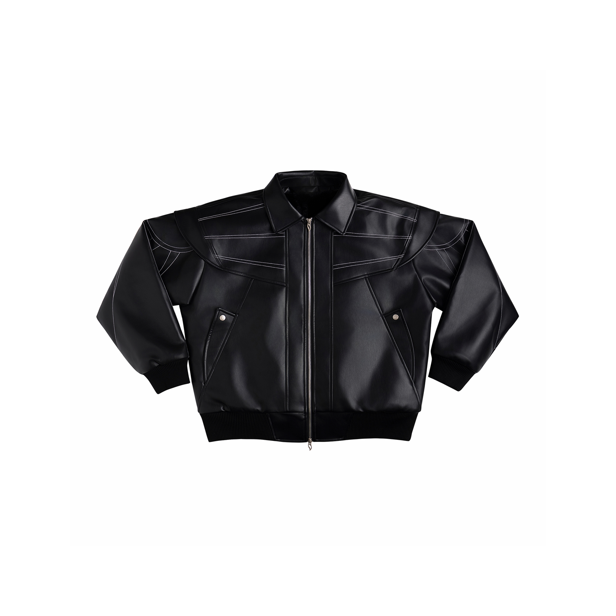 ESAIAS Deconstructed Stitch PU Jacket-Jacket-S-Free Shipping Leatheretro