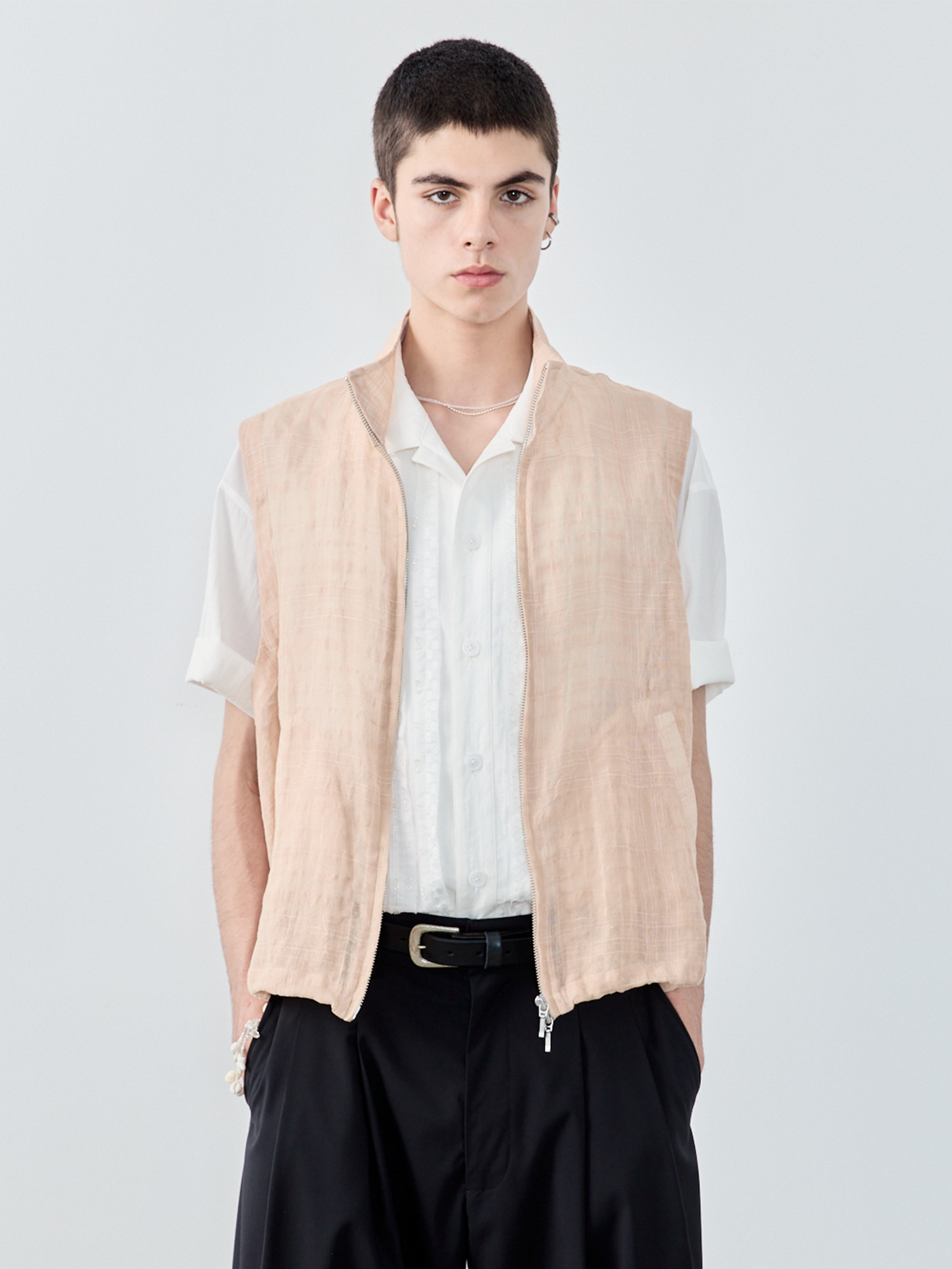 GRAINMUSTARD Linen-Cotton Plaid Vest-Vest-XS-Green-Free Shipping Leatheretro