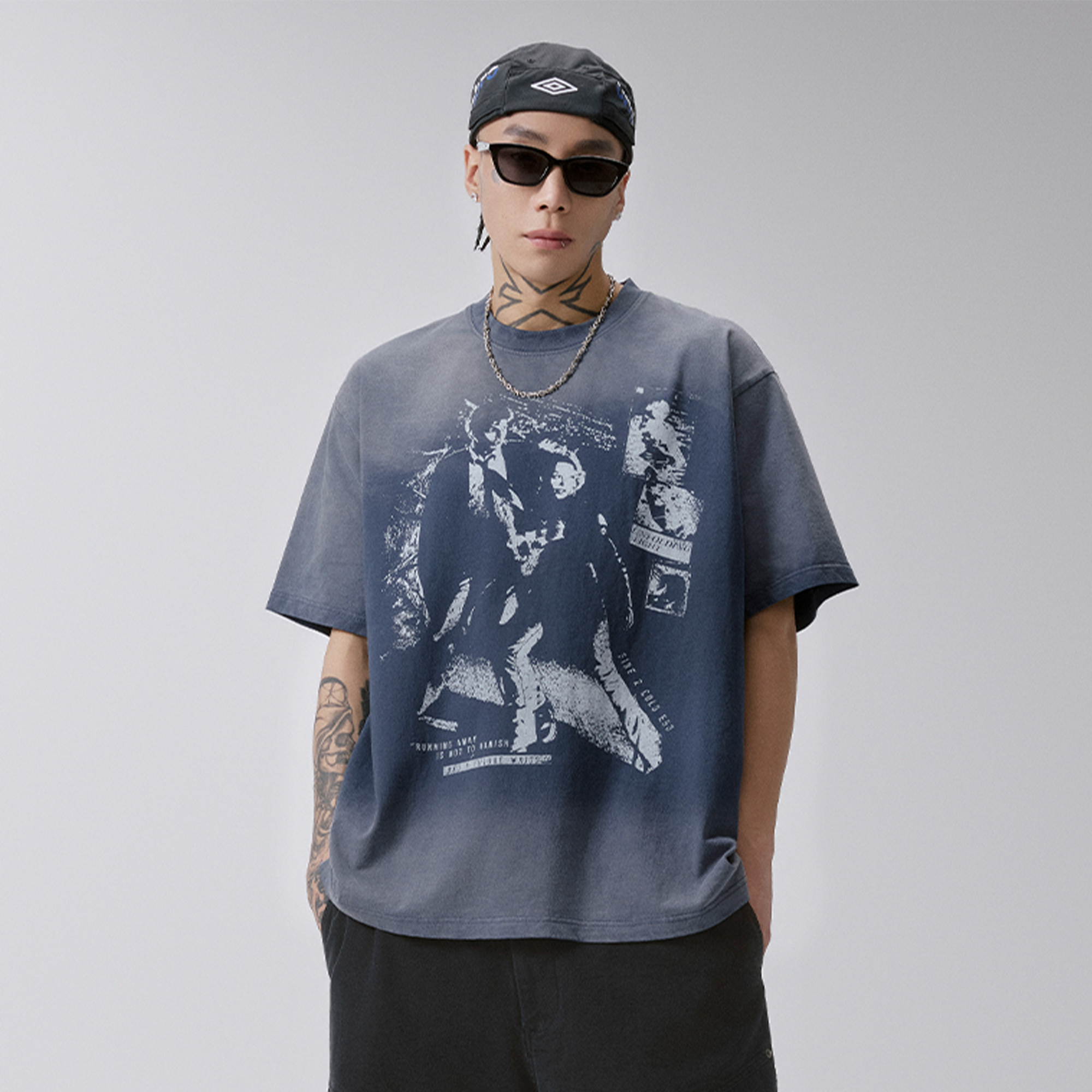 F2CE Gradient Washed Portrait Graphic T-Shirt-T Shirt-S-Free Shipping Leatheretro