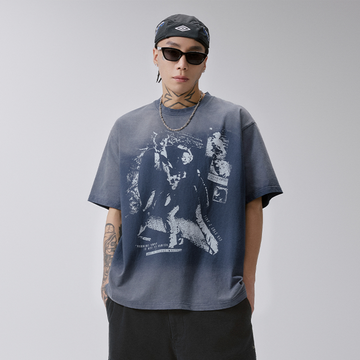 F2CE Gradient Washed Portrait Graphic T-Shirt-T Shirt-S-Free Shipping Leatheretro