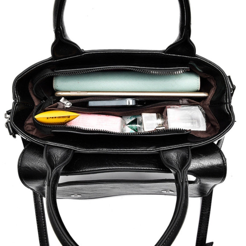 Women's Crossbody Shoulder Bag - Crocodile Pattern Sandwich Zipper Bag-Shoulder Bag-Black-Free Shipping Leatheretro