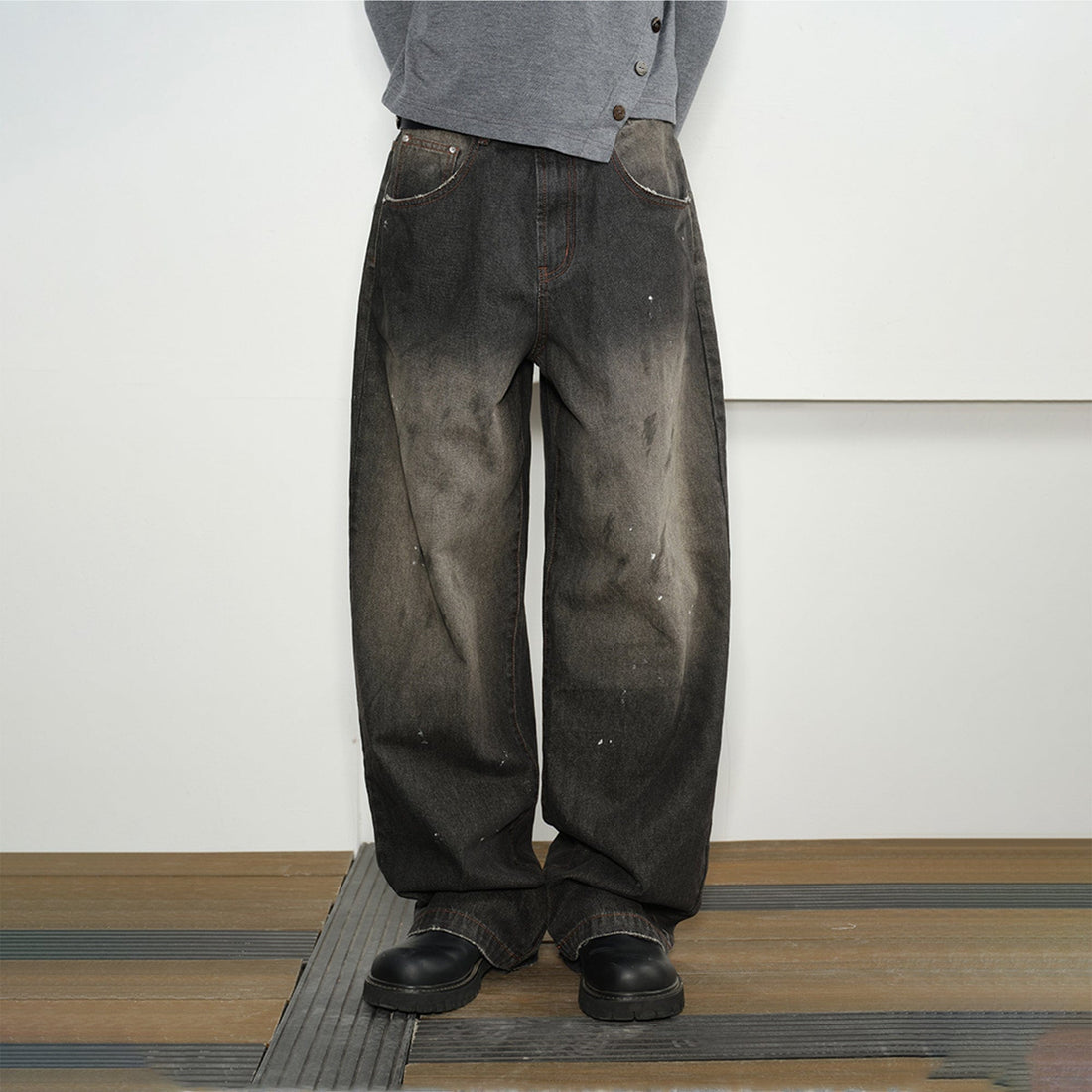 KREATE Eastern Aesthetics Washed Wide-Leg Jeans-Jeans-S-Free Shipping Leatheretro