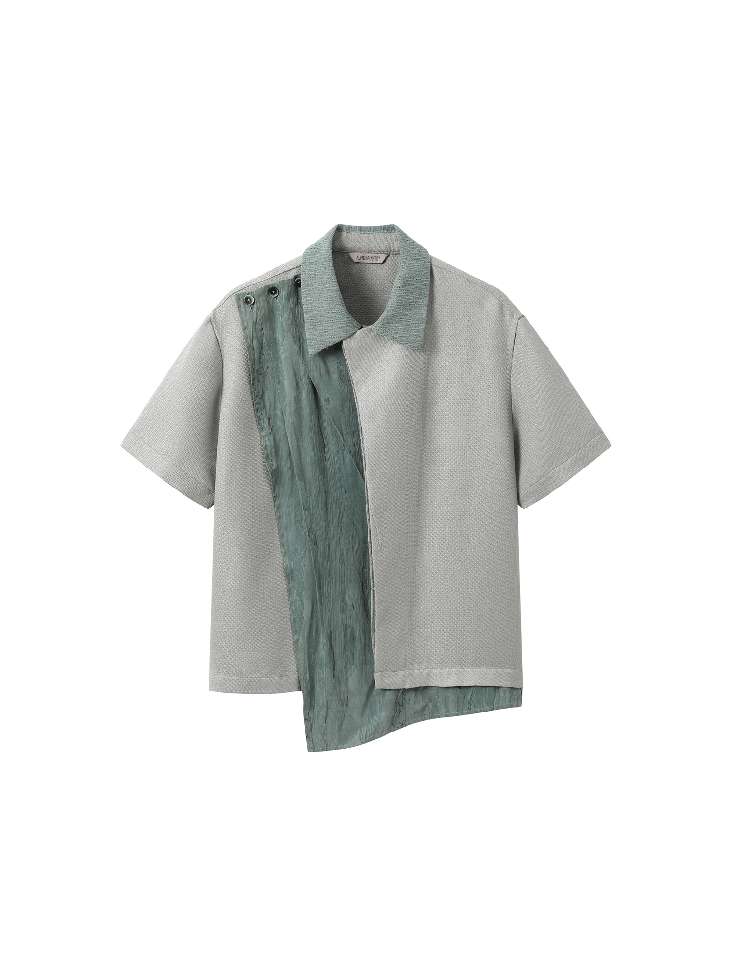 ALVNG AR ANTS Asymmetrical Contrast Spliced Linen Half Shirt-Half shirt-S-Blue-Free Shipping Leatheretro