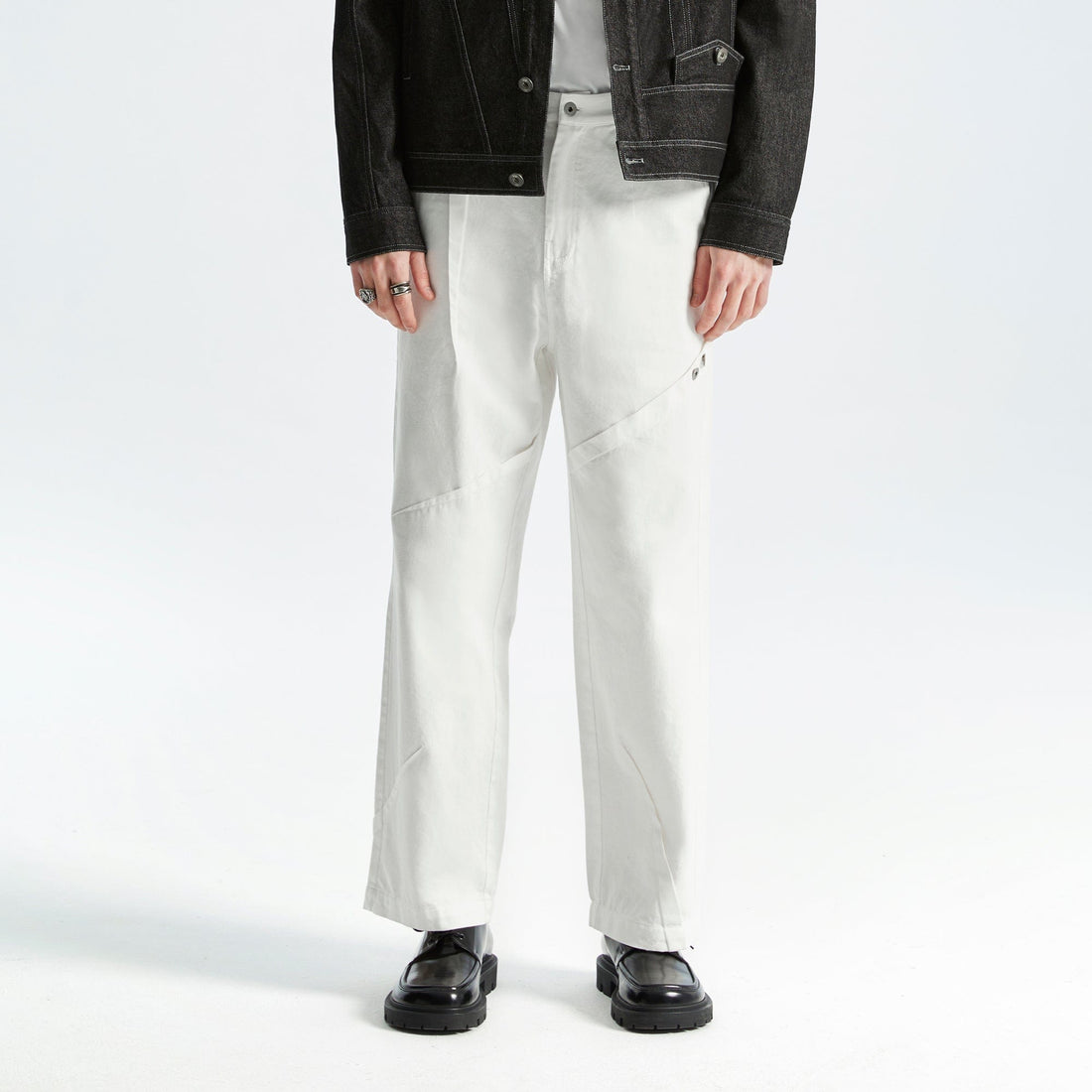 ORGANIC EMOTION Deconstructed Washed Jeans-Jeans-XS-White-Free Shipping Leatheretro