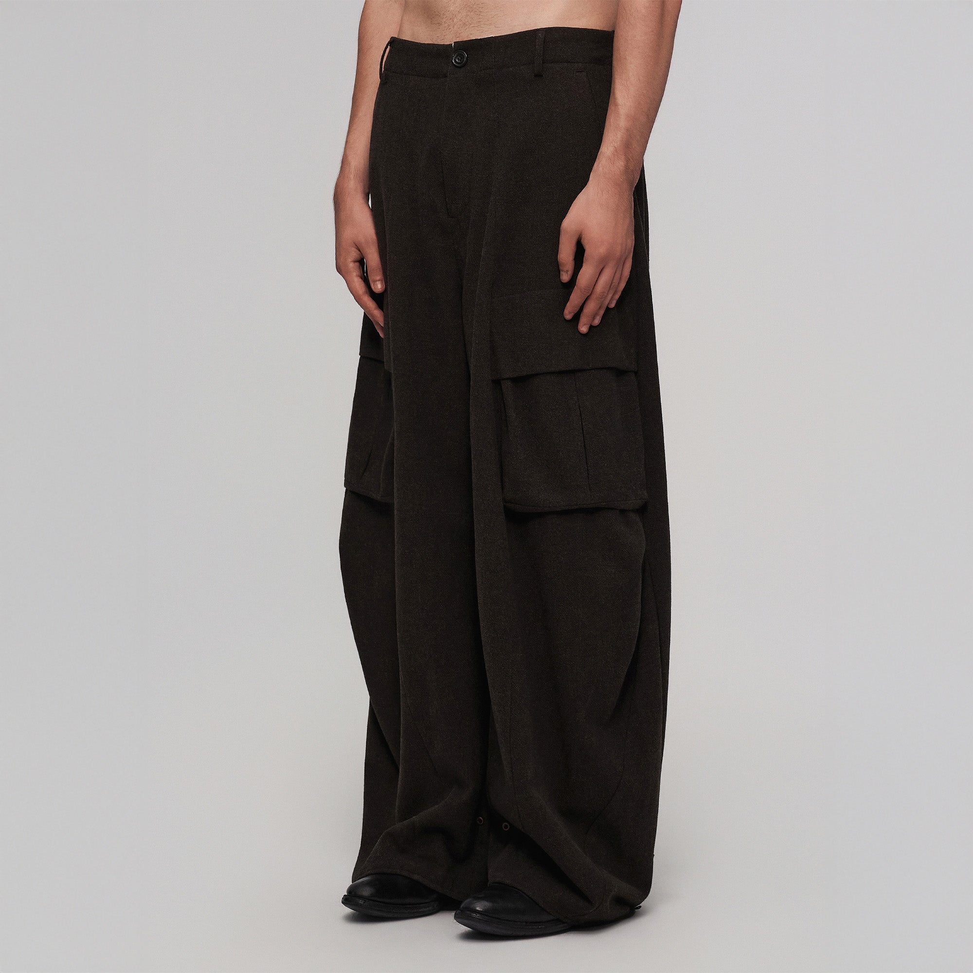ILNya Nieternite Nifutur Minimal Wool-Blend Big-Pocket Wide-Leg Pants-Pants-S (0)(Preorder)-Free Shipping Leatheretro