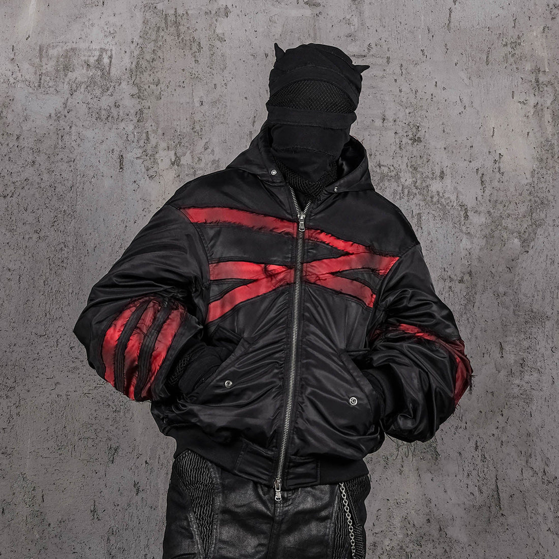UNDERWATER Distressed Bondage MA-1 Jacket Red-Jacket-S-Free Shipping Leatheretro