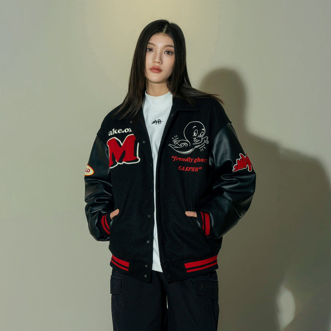 MAKEMORE Demon Patchwork Cotton-padded Baseball Jacket-Jacket-S-Free Shipping Leatheretro