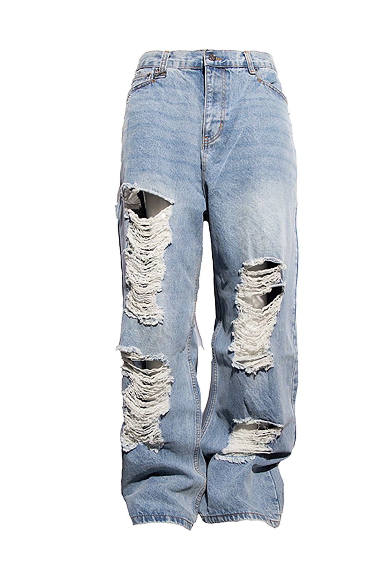 BLACK8MOB Heavy Ripped Washed Baggy Jeans-Jeans-S-Black-Free Shipping Leatheretro