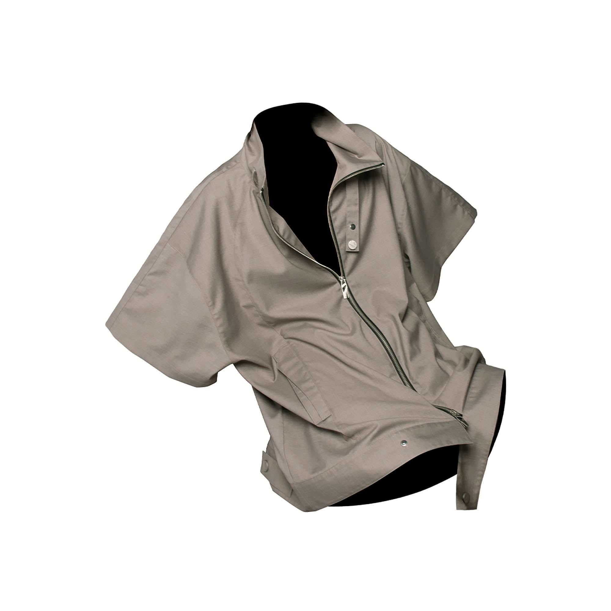 RELABEL Utility Stand Collar Half-Sleeve Jacket-Jacket-XS-Gray-Free Shipping Leatheretro