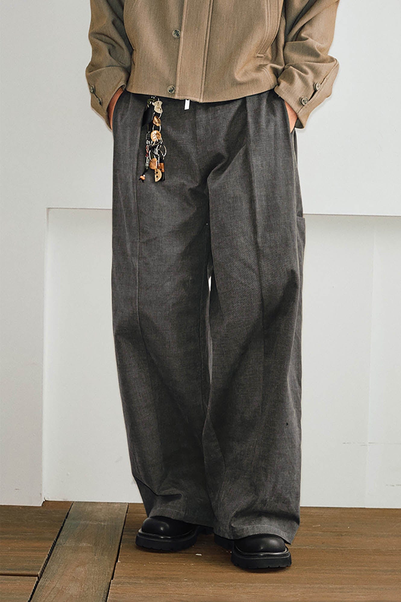 KREATE Pleated Multi-Pocket Baggy Pants-Pants-S-Grey-Free Shipping Leatheretro