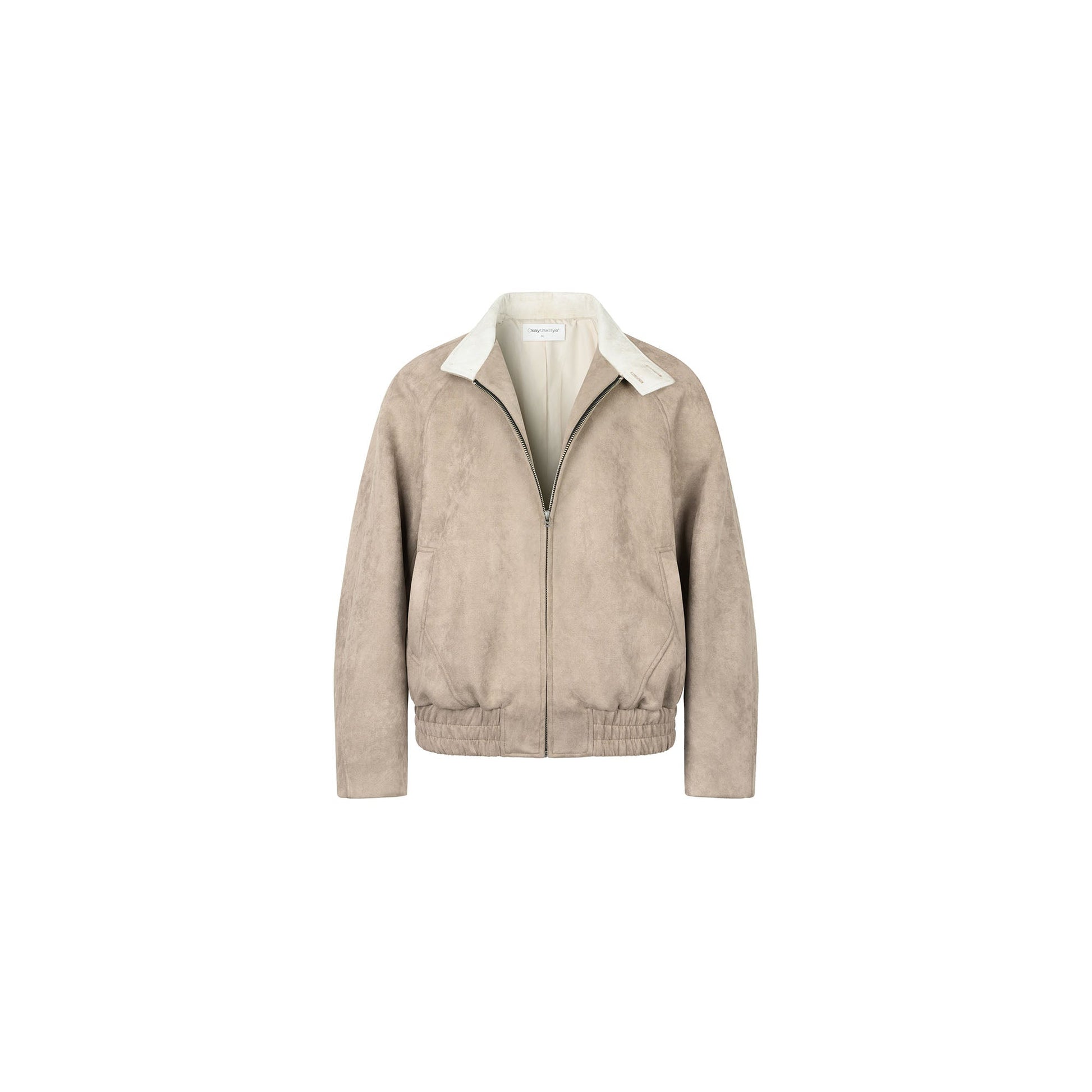 OKAYTHXBYE Contrast Collar Suede Jacket-Jacket-S-Beige-Free Shipping Leatheretro