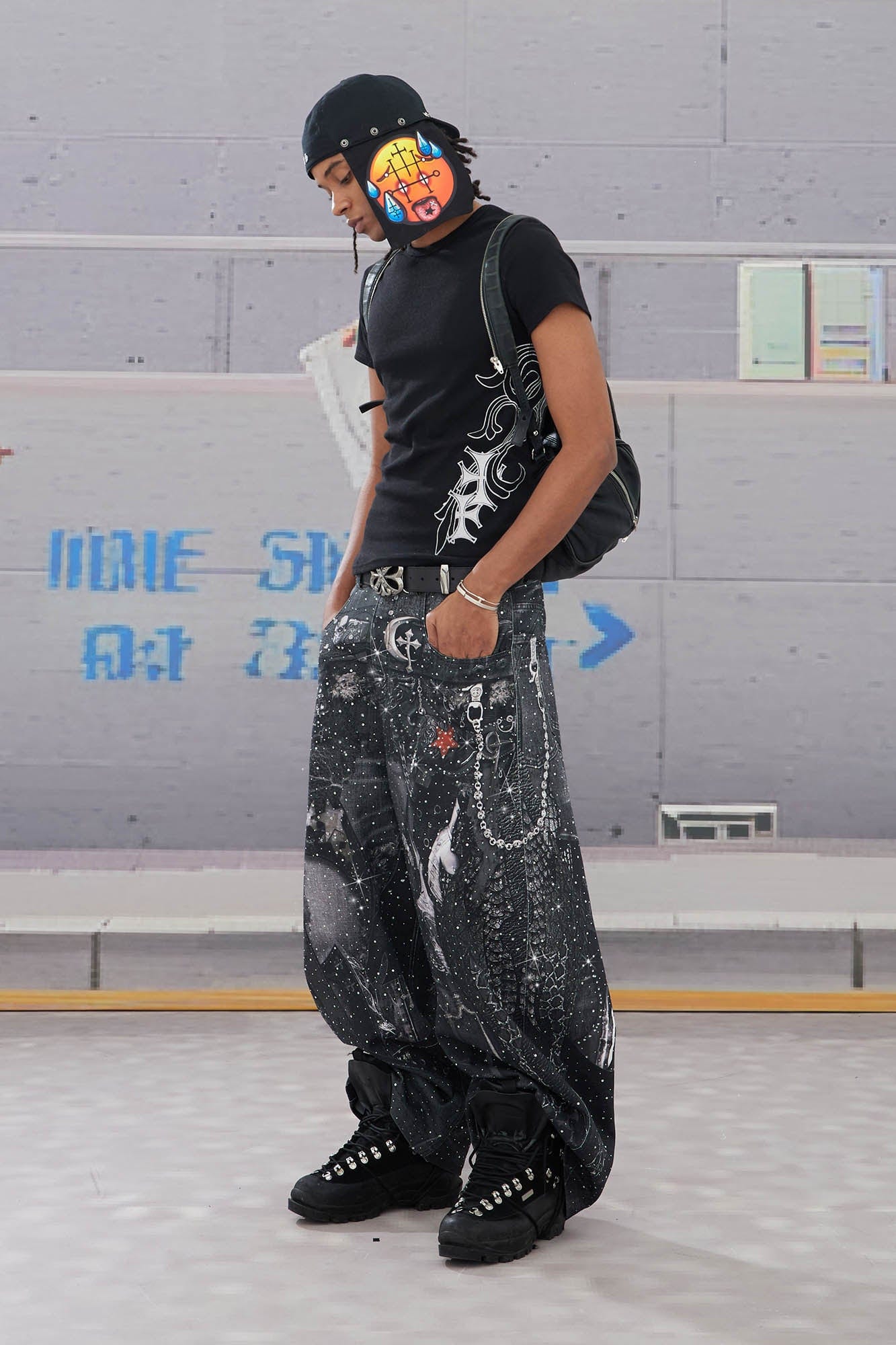 DND4DES Armour Full-Print Diamond Baggy Jeans-Jeans-XS-Free Shipping Leatheretro