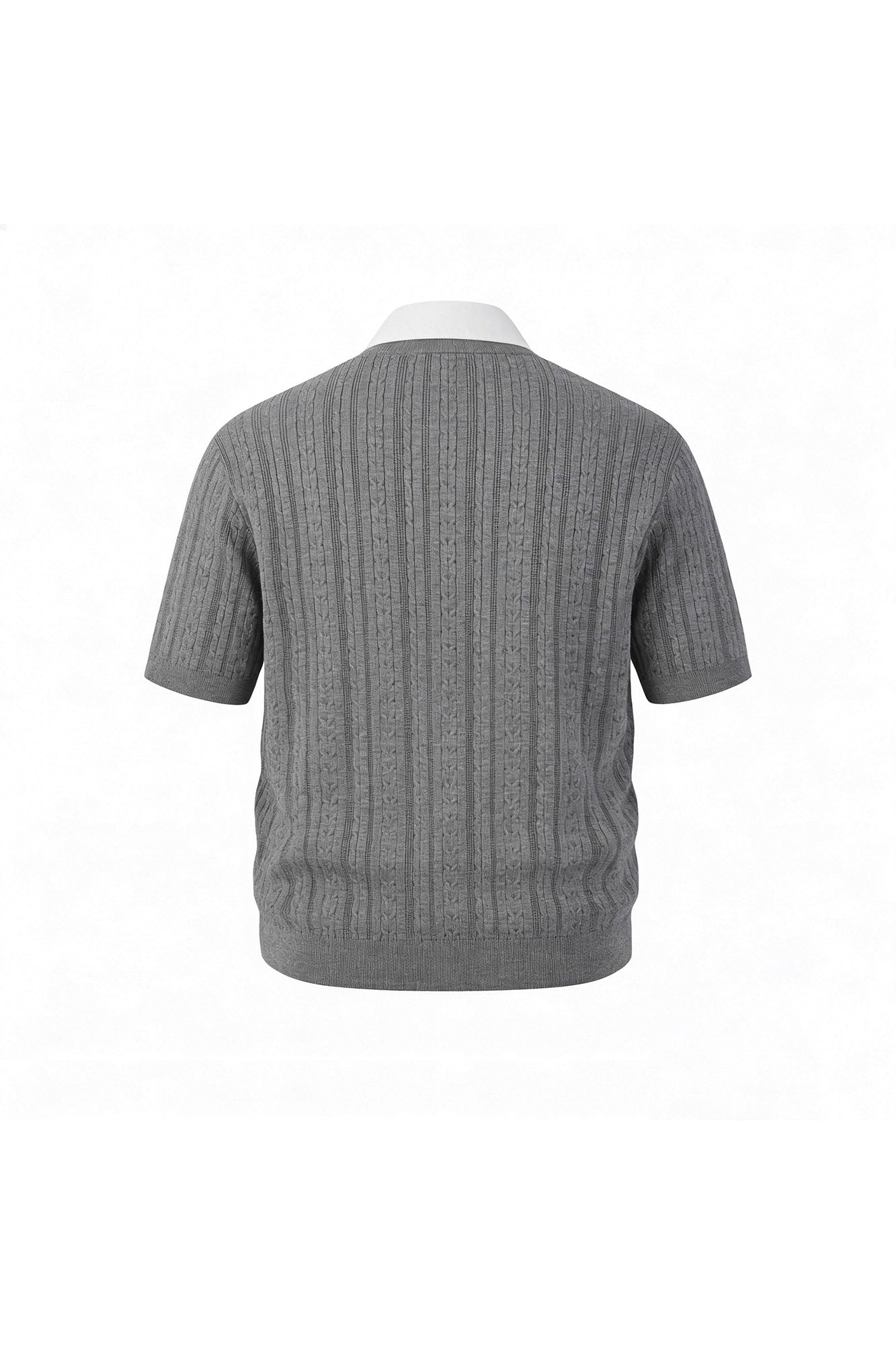 KREATE Faux Layered Cable-Knit Half Shirt-Half shirt-S-Gray-Free Shipping Leatheretro