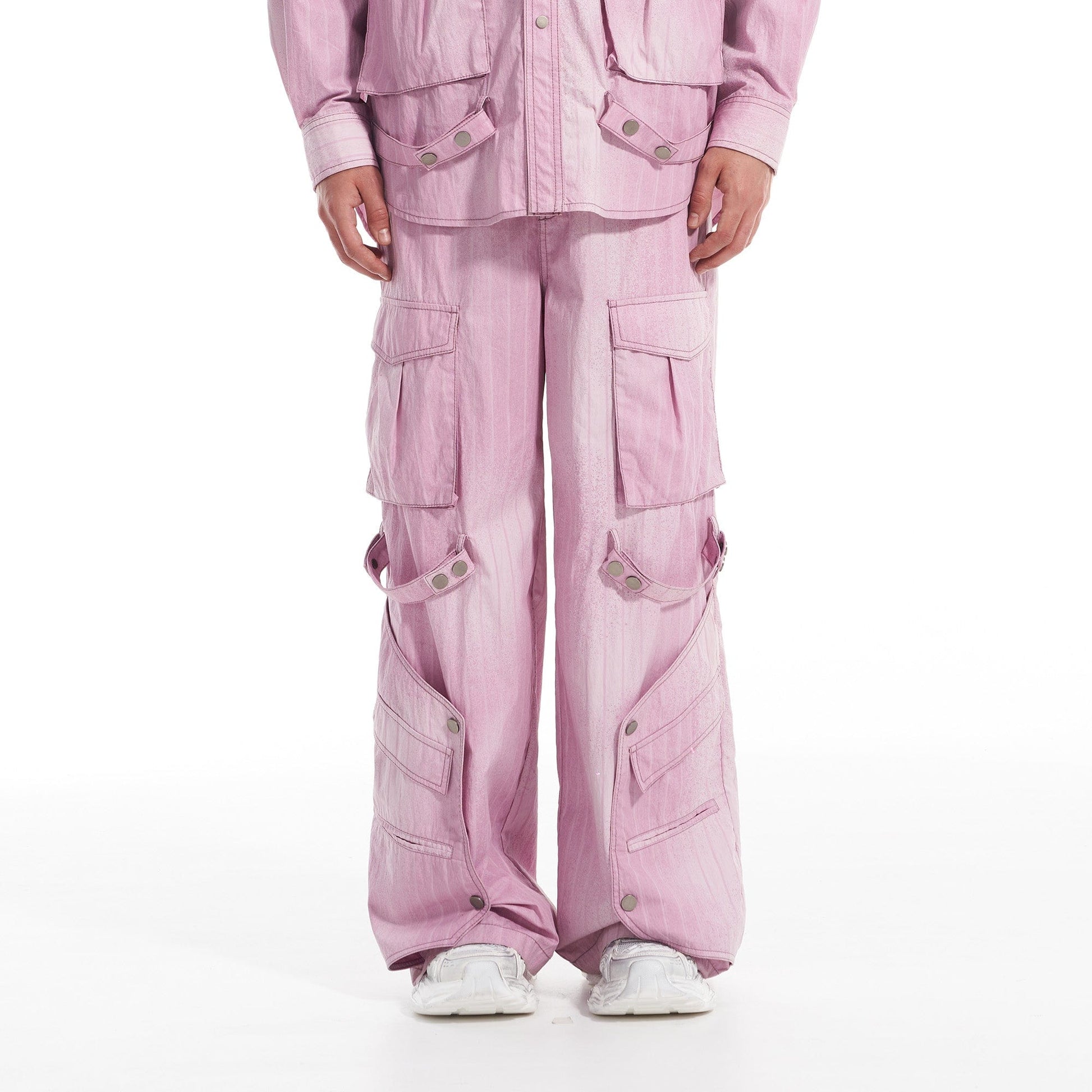 VANN VALRENCE Strap-Wrapped Striped Multi-Pocket Cargo Pants-Pants-S-Free Shipping Leatheretro