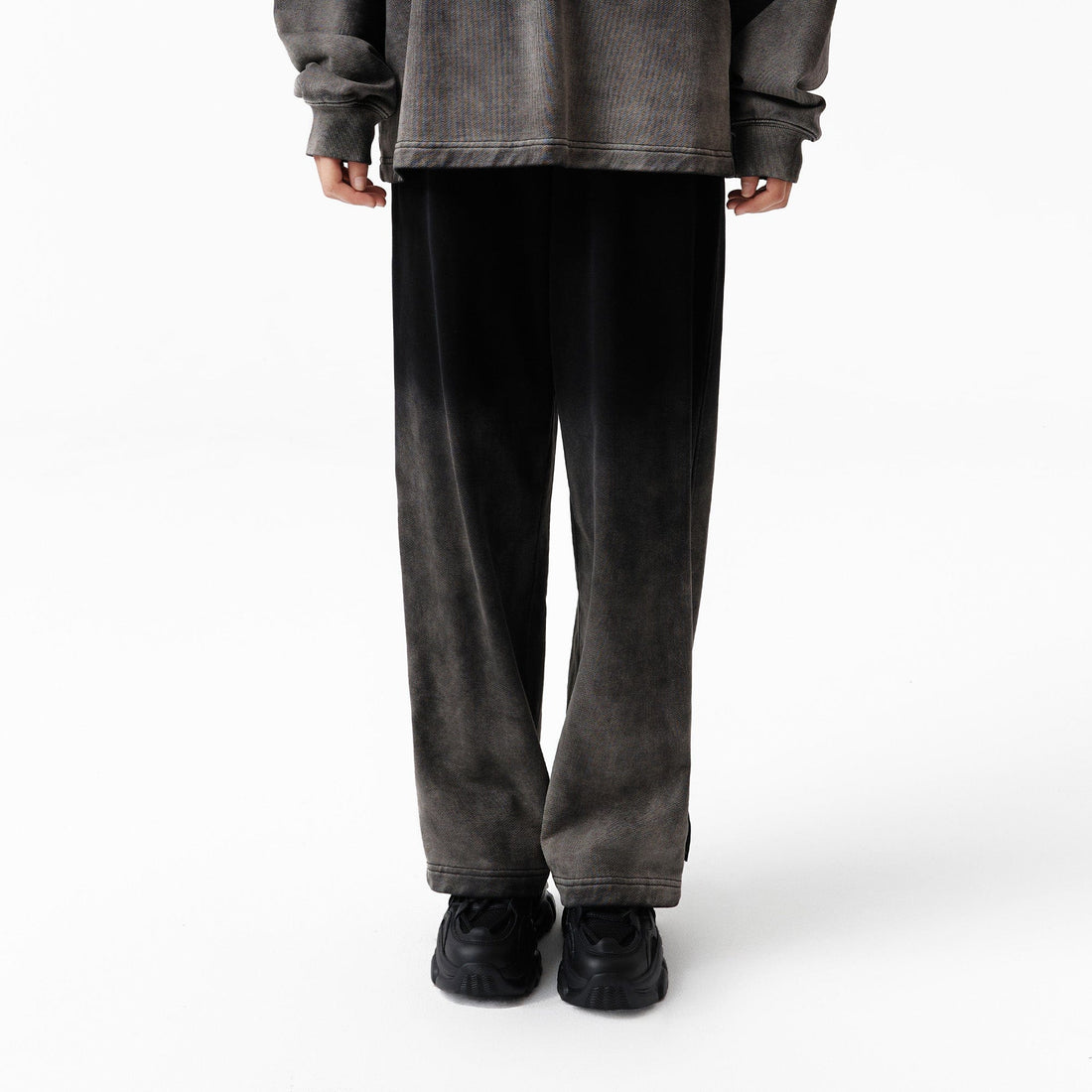 VANN VALRENCE Washed Gradient Straight-Leg Pants-Pants-S-Free Shipping Leatheretro