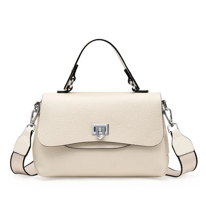 Women's Genuine Leather Crossbody Handbag – Luxury Top-Handle Purse-Handbags-Beige-Free Shipping Leatheretro