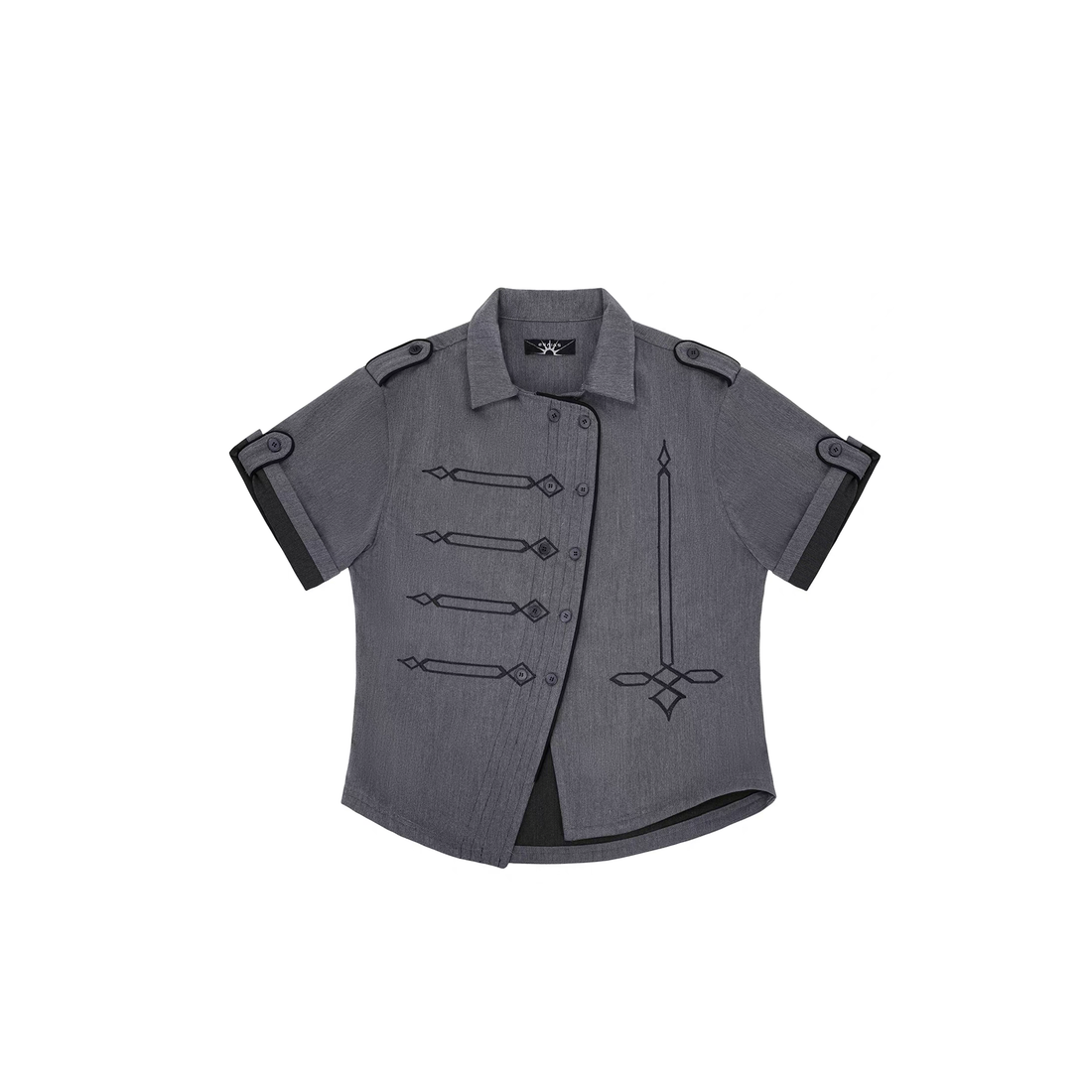 ESAIAS Napoleon Embroidered Asymmetrical Half Shirt-Half shirt-S-Free Shipping Leatheretro