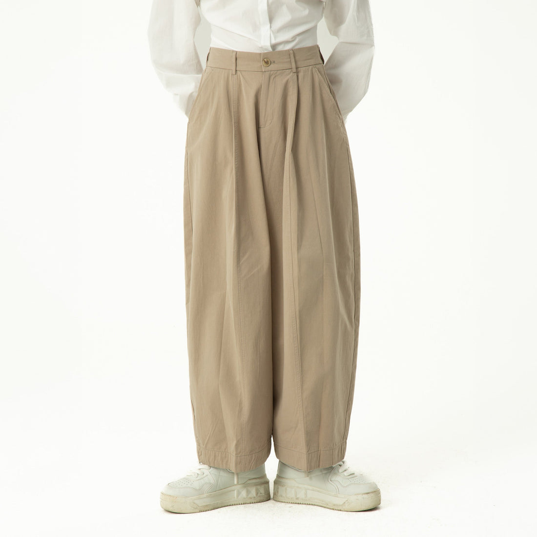 CLP High-Waist Curved Wide-Leg Pants-Pants-S-Black-Free Shipping Leatheretro
