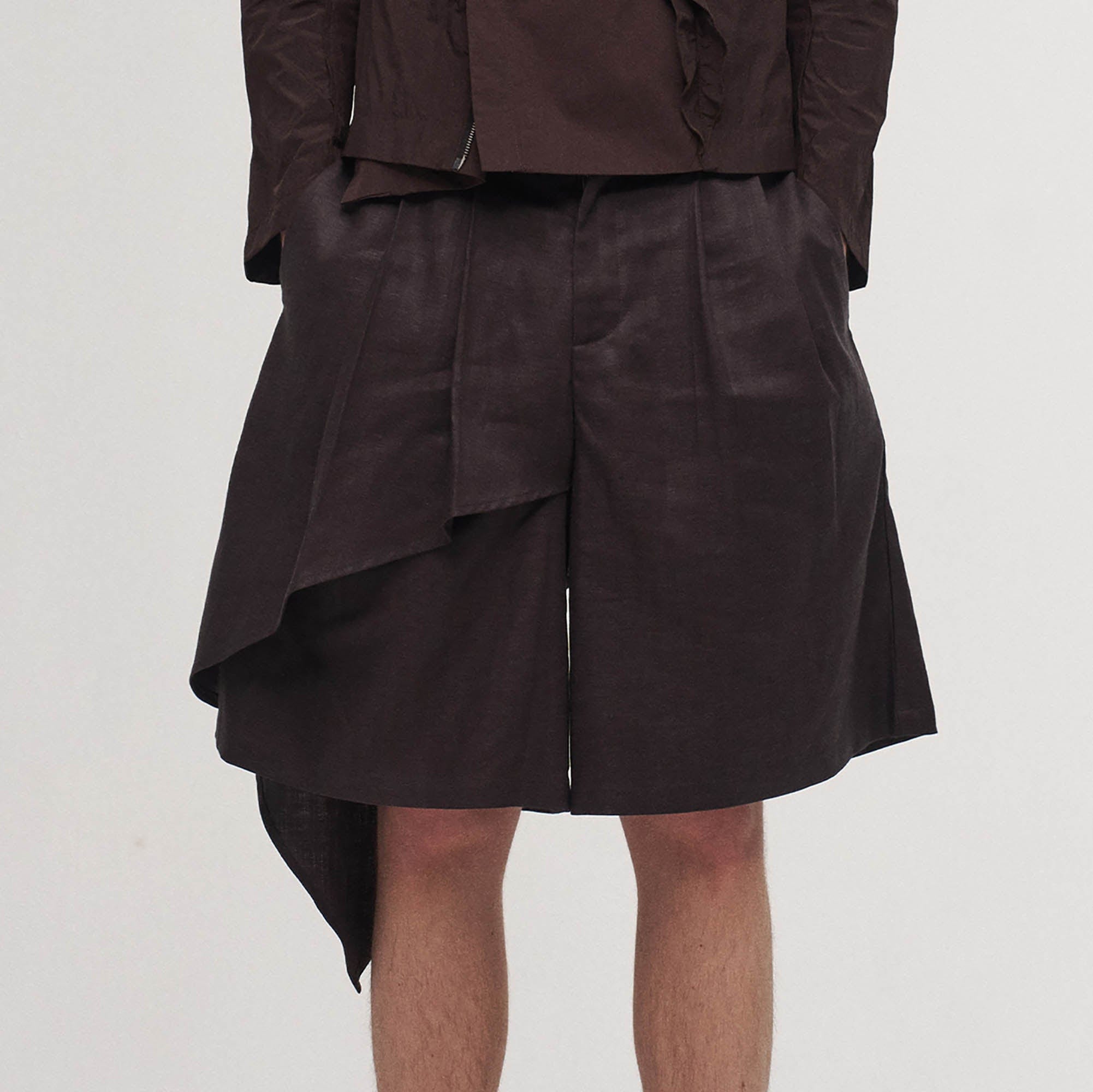 ILNya Nieternite Nifutur Asymmetrical Draped Pleated Shorts-Shorts-S(0)-Free Shipping Leatheretro