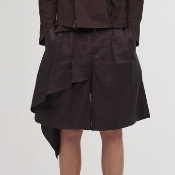 ILNya Nieternite Nifutur Asymmetrical Draped Pleated Shorts-Shorts-S(0)-Free Shipping Leatheretro