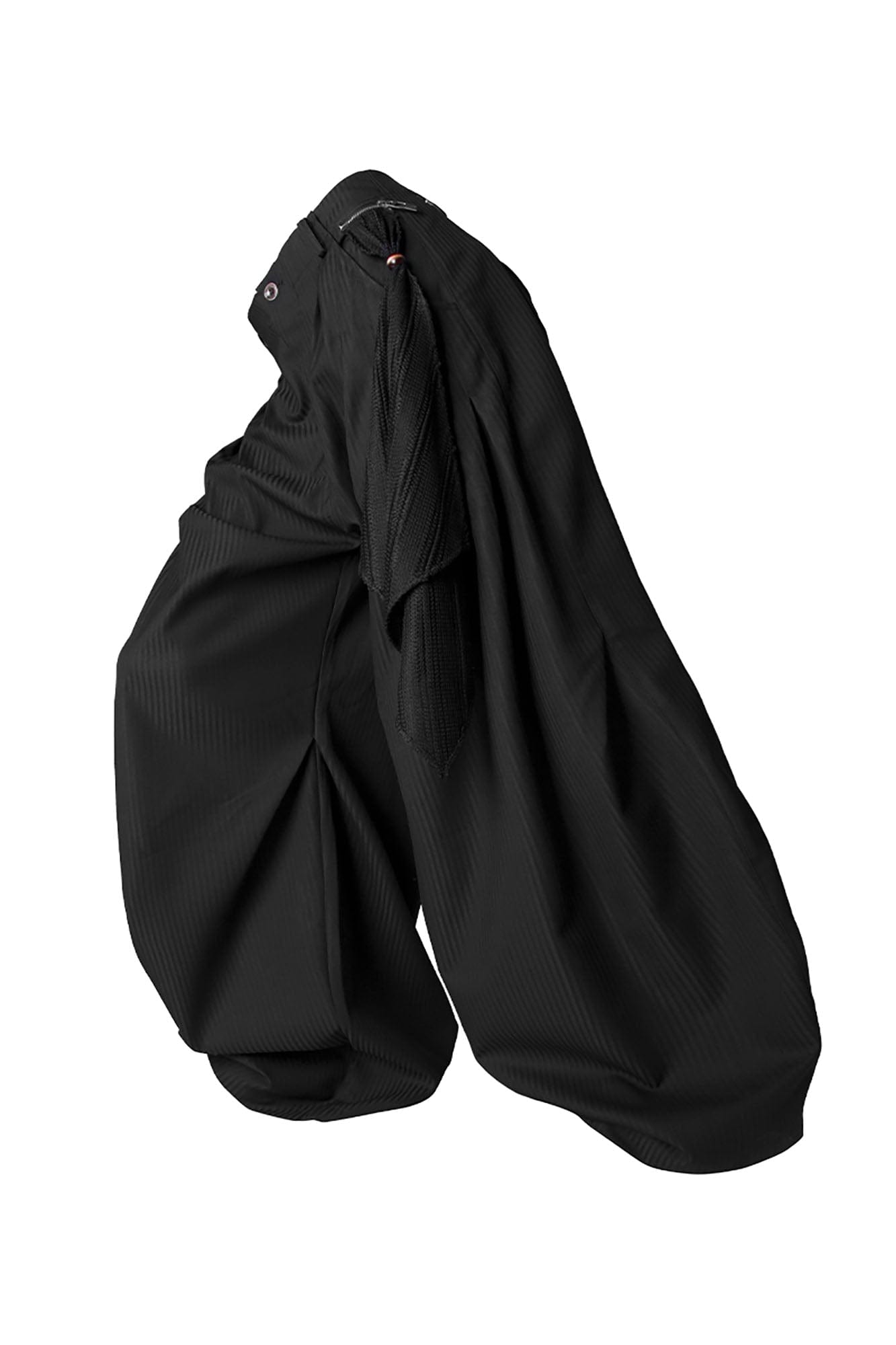 RELABEL Pinstriped Detachable-Scarf Oversized Pants Black-Pants-XS-Free Shipping Leatheretro