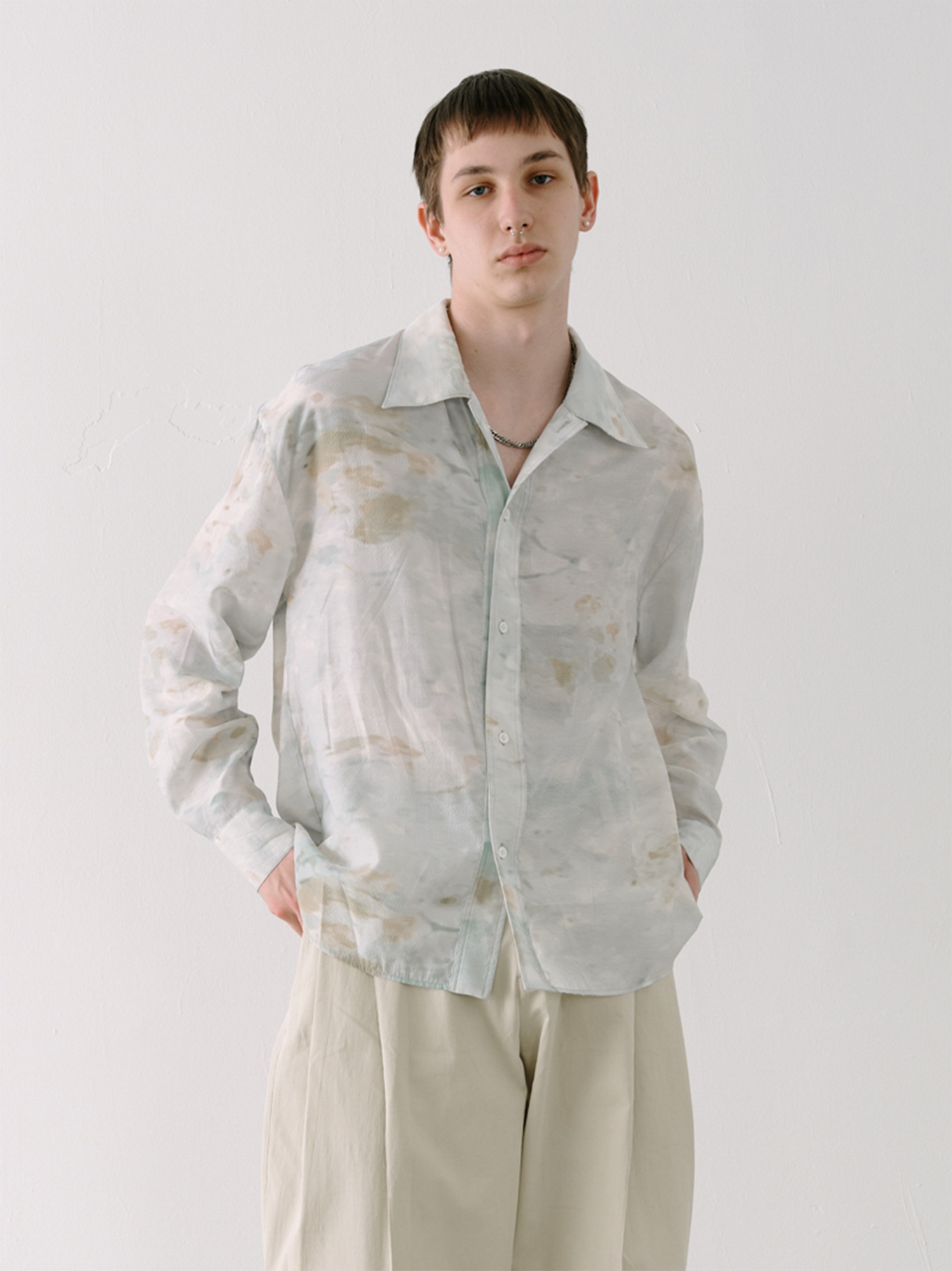 GRAINMUSTARD Washed Tie-Dye Draped Shirt-Shirt-XS-Free Shipping Leatheretro