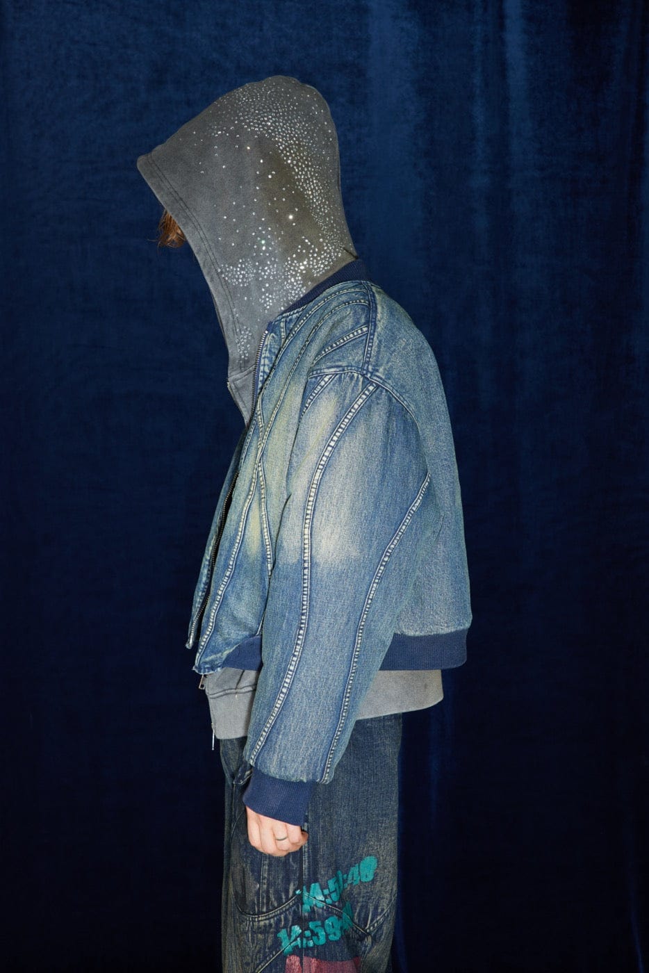 DND4DES Deconstructed Washed Denim Bomber Jacket-Jacket-S-Free Shipping Leatheretro