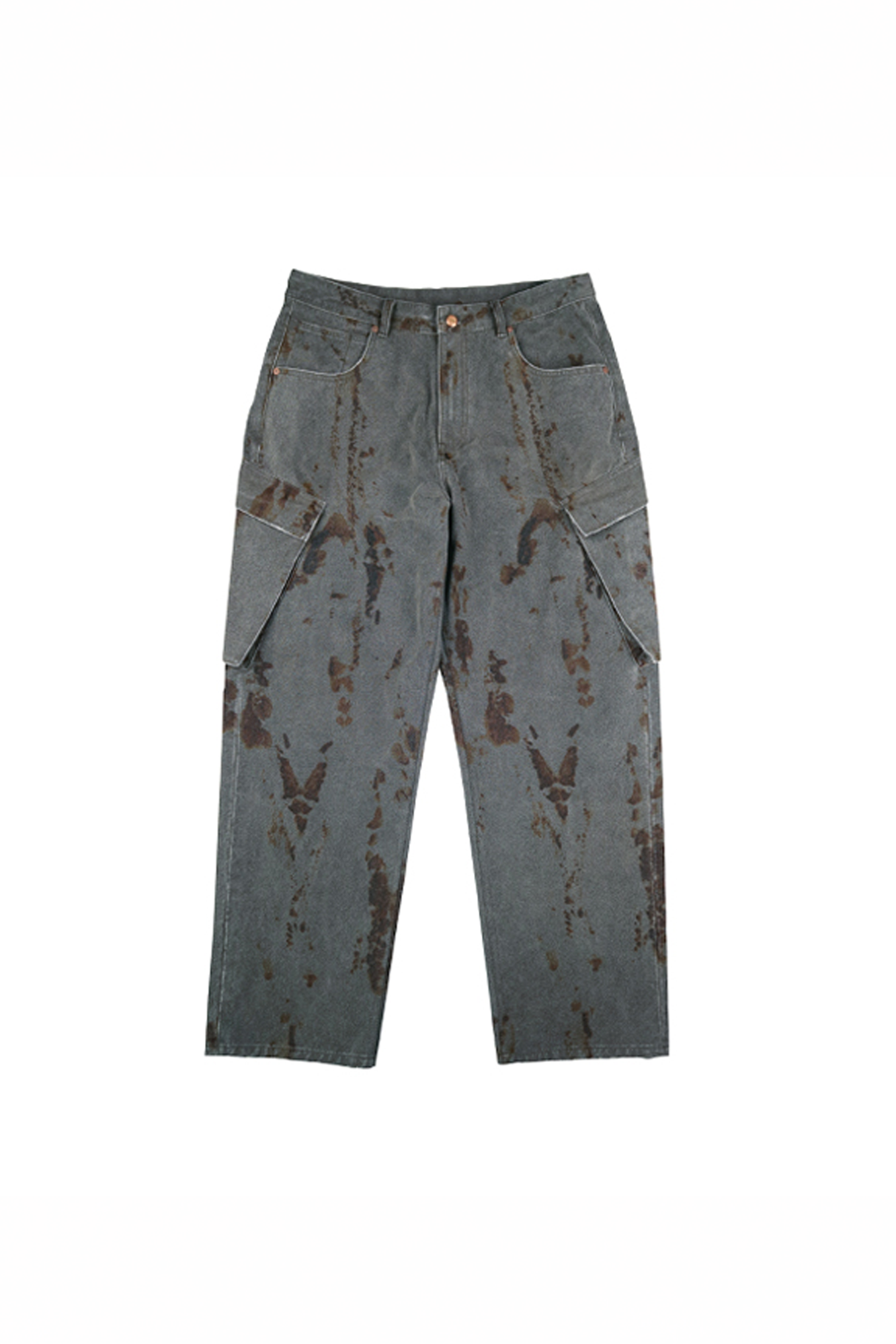 NIANJIUYIKOUER Rust Stain Graphic Washed Cargo Pants-Pants-S-Free Shipping Leatheretro