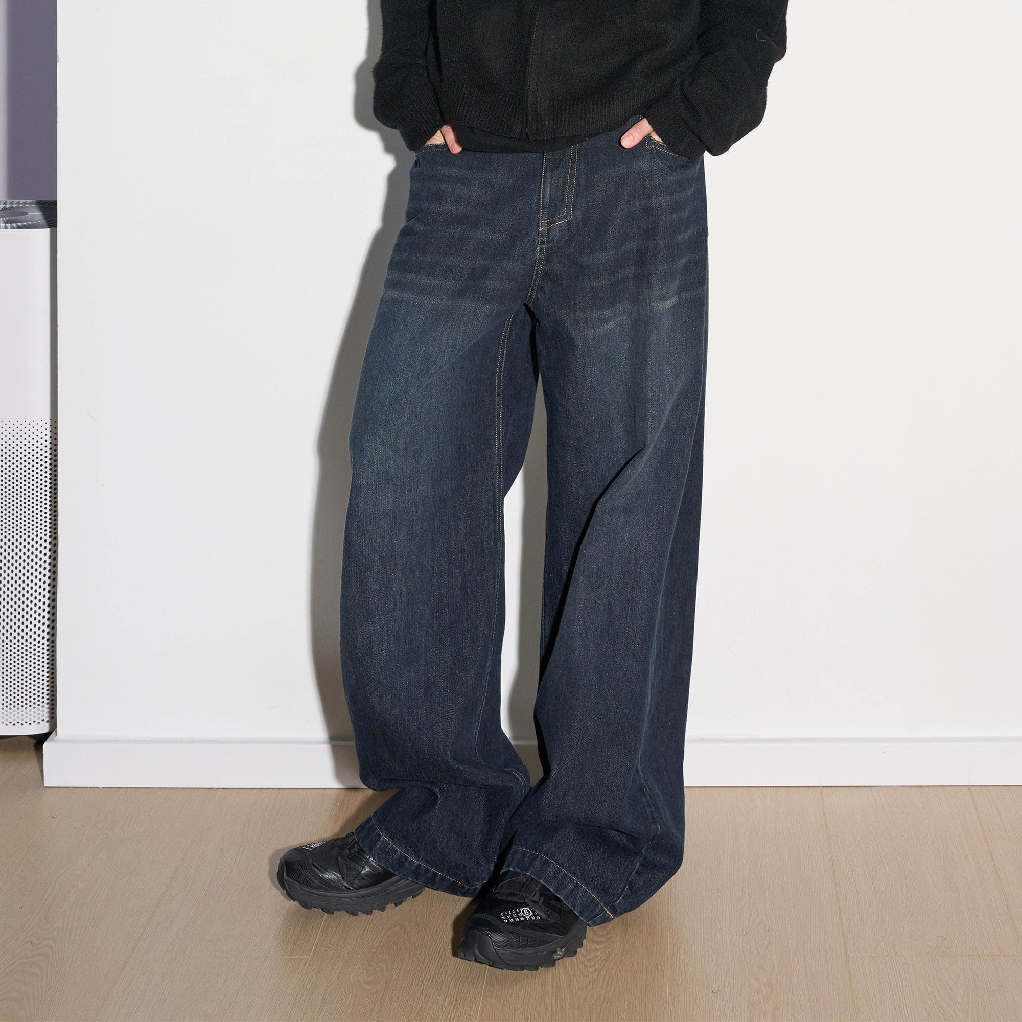 49PERCENT Modern Washed Rivet Straight-Leg Jeans-Jeans-XS-Free Shipping Leatheretro