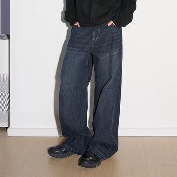 49PERCENT Modern Washed Rivet Straight-Leg Jeans-Jeans-XS-Free Shipping Leatheretro