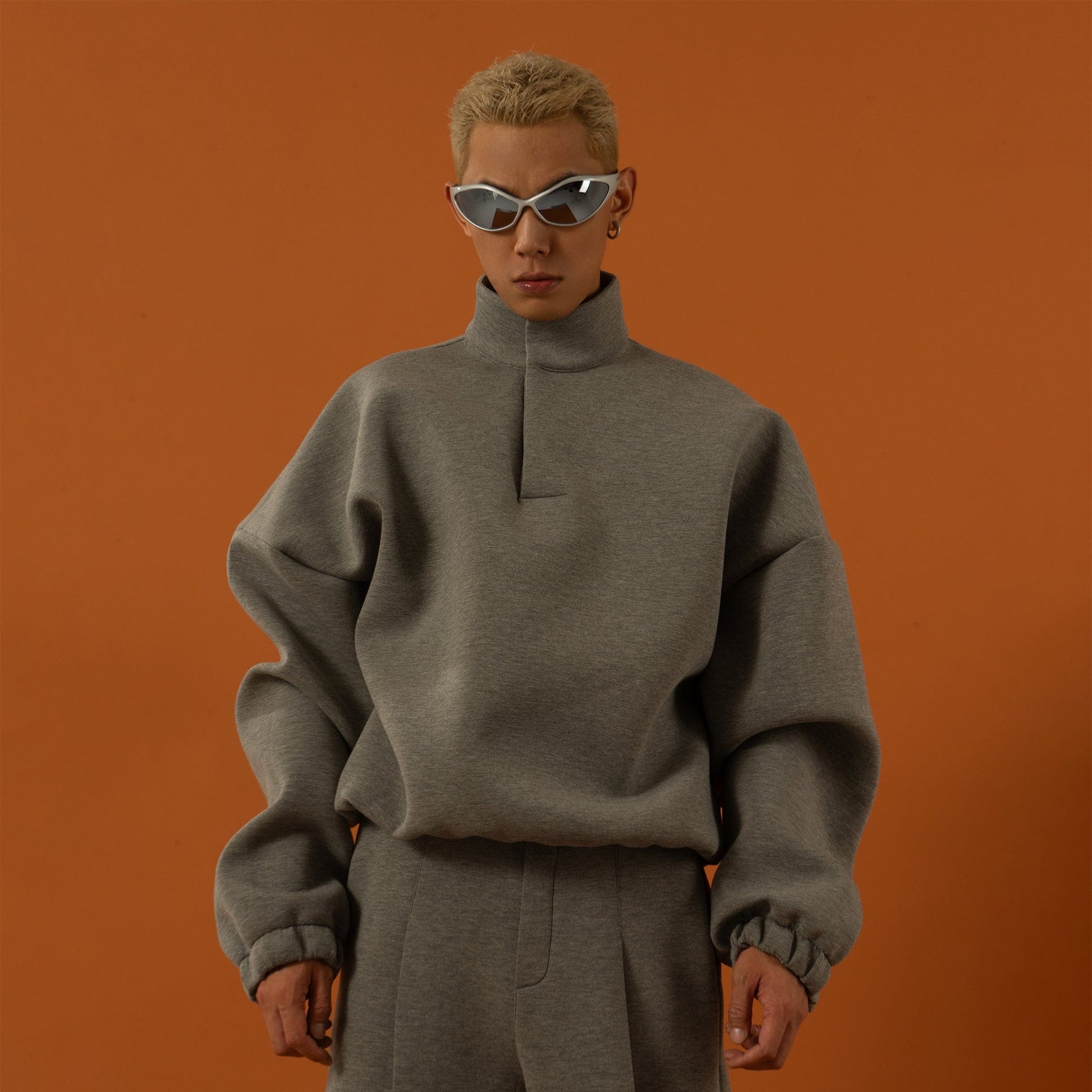 CLP The Astronaut Mockneck Sweatshirt-Sweatshirt-Gray-M-Free Shipping Leatheretro