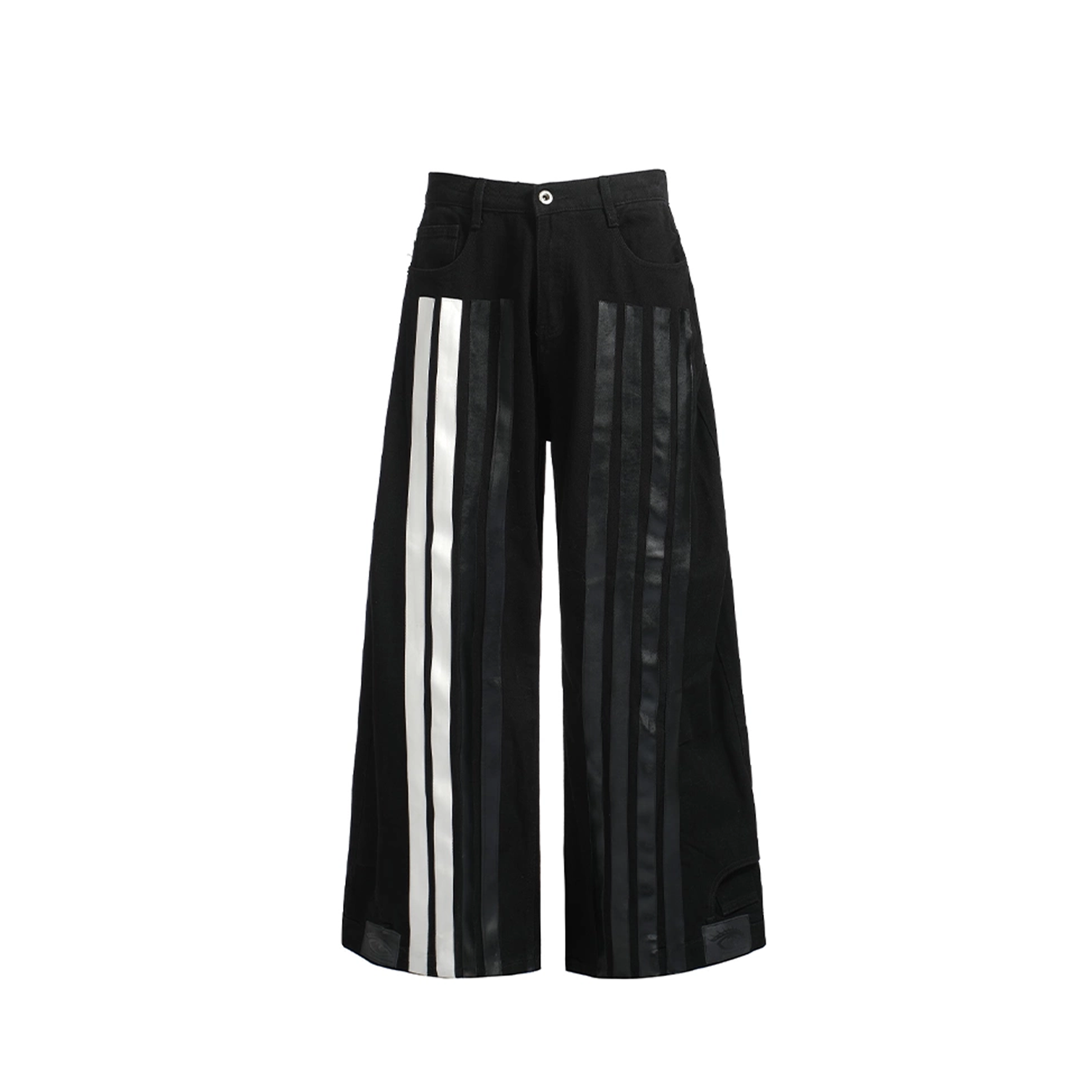 NOTHINGNESS WORLD Four-Stripe Wide-Leg Sweatpants-Pants-S-Black-Free Shipping Leatheretro