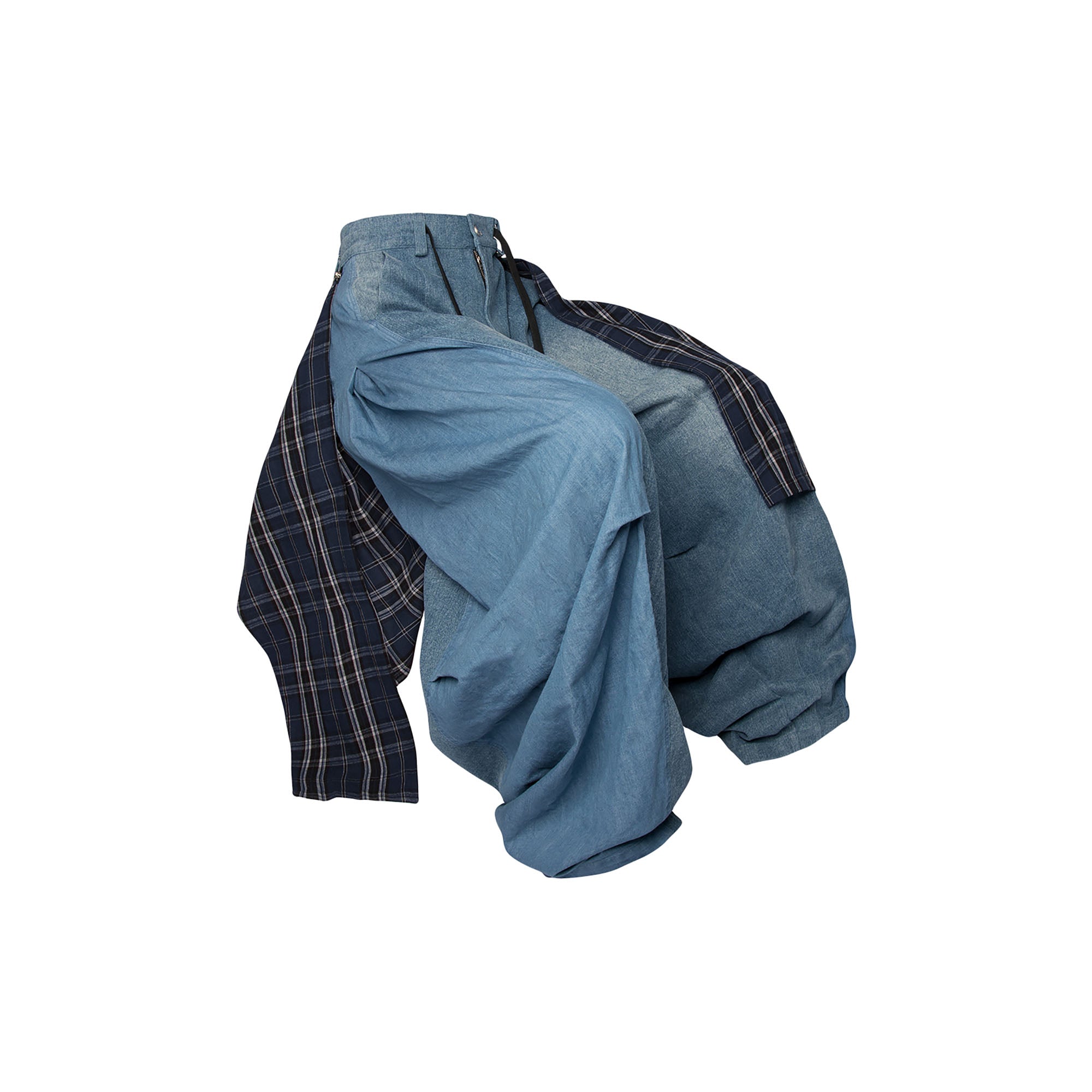 RELABEL Detachable Plaid Back Flap Oversized Jeans-Jeans-XS (Preorder)-Free Shipping Leatheretro