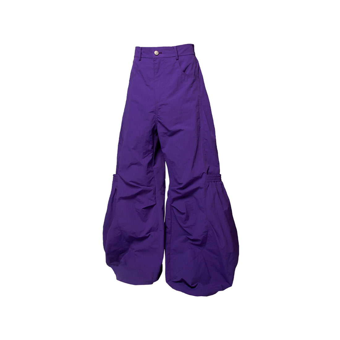 RELABEL Big-Pocket Pleated Oversized Curved Pants Purple-Pants-XS-Free Shipping Leatheretro