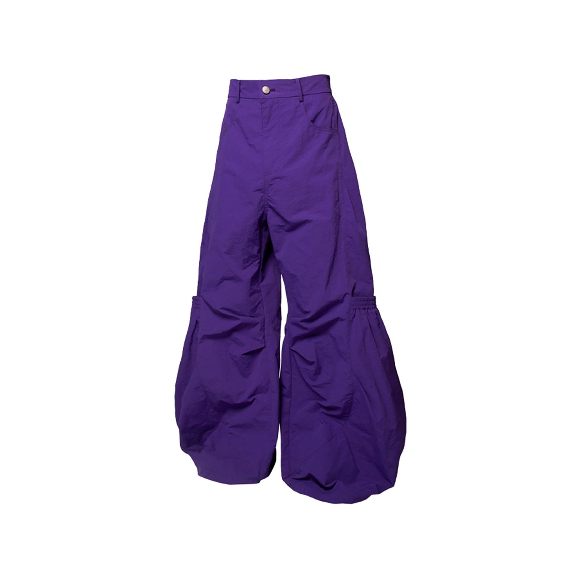 RELABEL Big-Pocket Pleated Oversized Curved Pants Purple-Pants-XS-Free Shipping Leatheretro