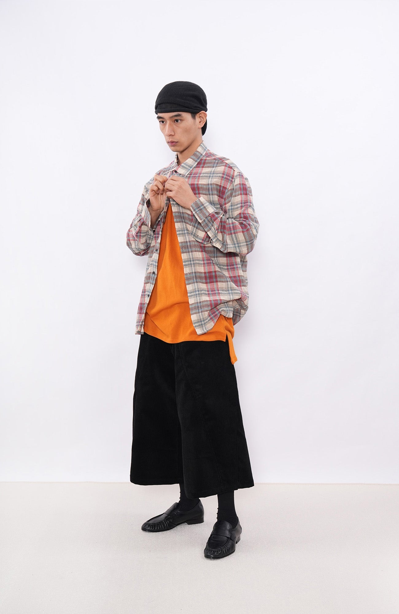 7440 37 1 Retro Linen-Blend Plaid Overshirt-Shirt-S (Preorder)-Free Shipping Leatheretro