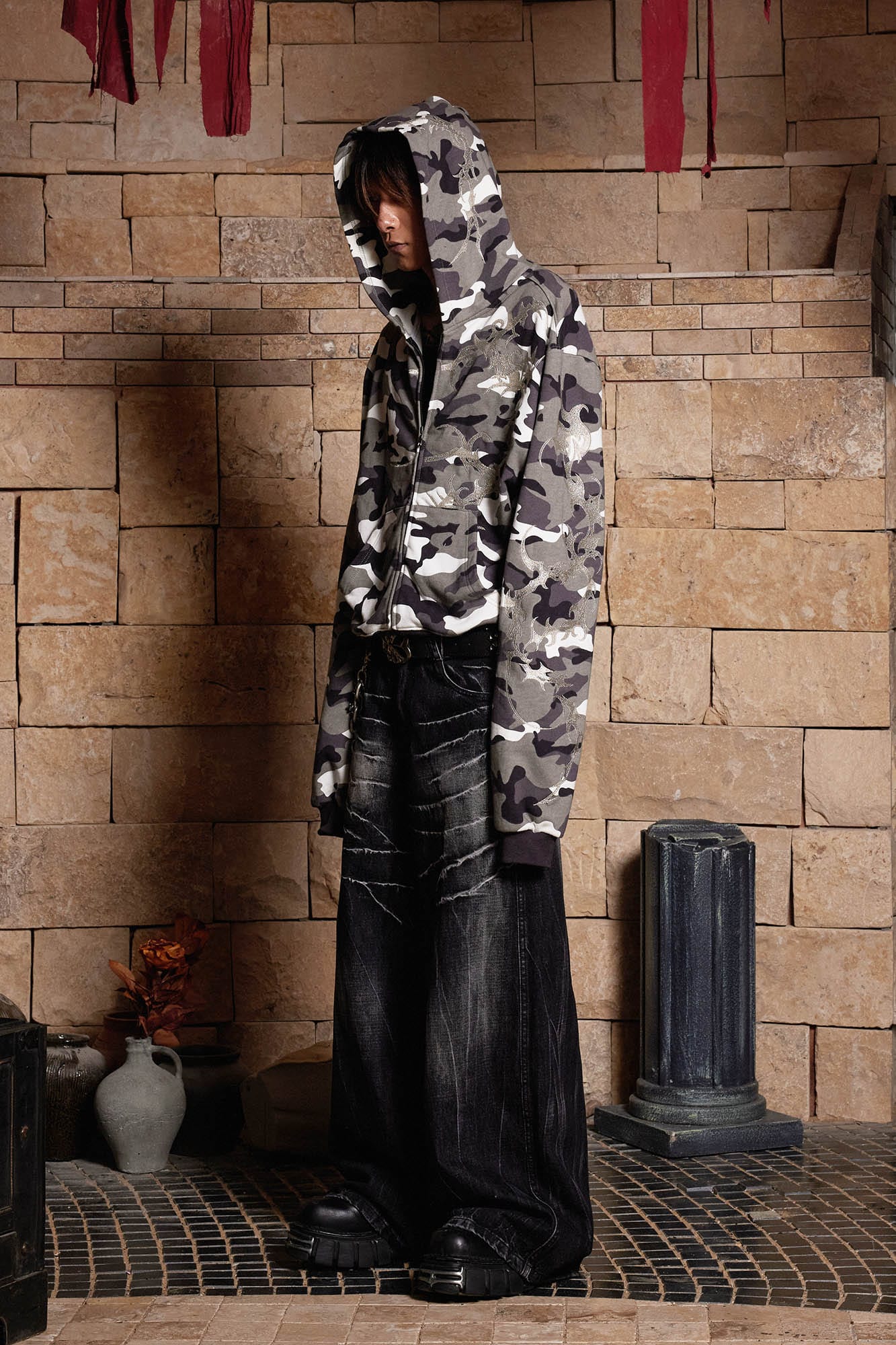 DND4DES Camo Zip-up Embroidery Hoodie-Hoodie-S-Free Shipping Leatheretro