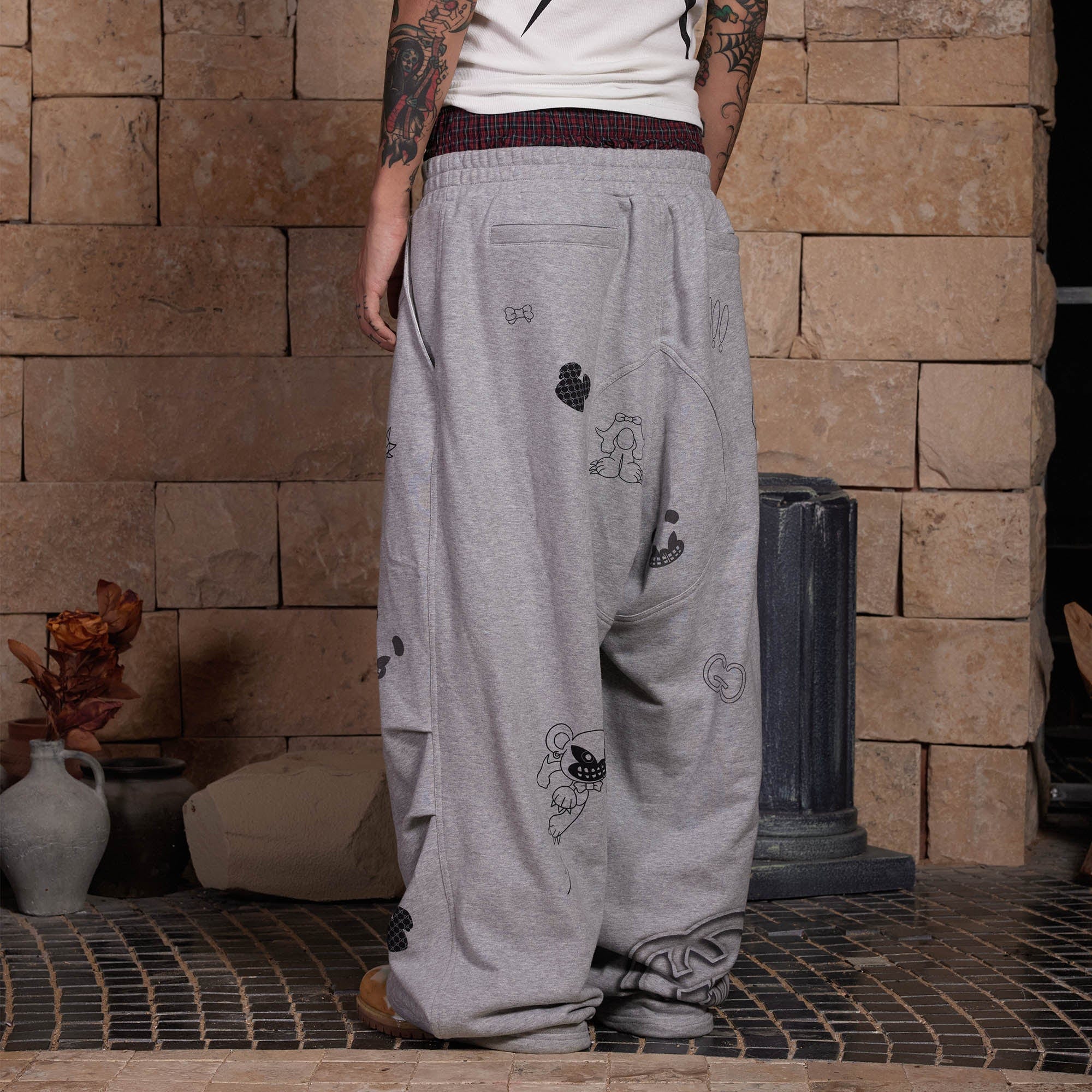 DND4DES Graffiti Crinkled Wide-Leg Sweatpants-Pants-S-Free Shipping Leatheretro