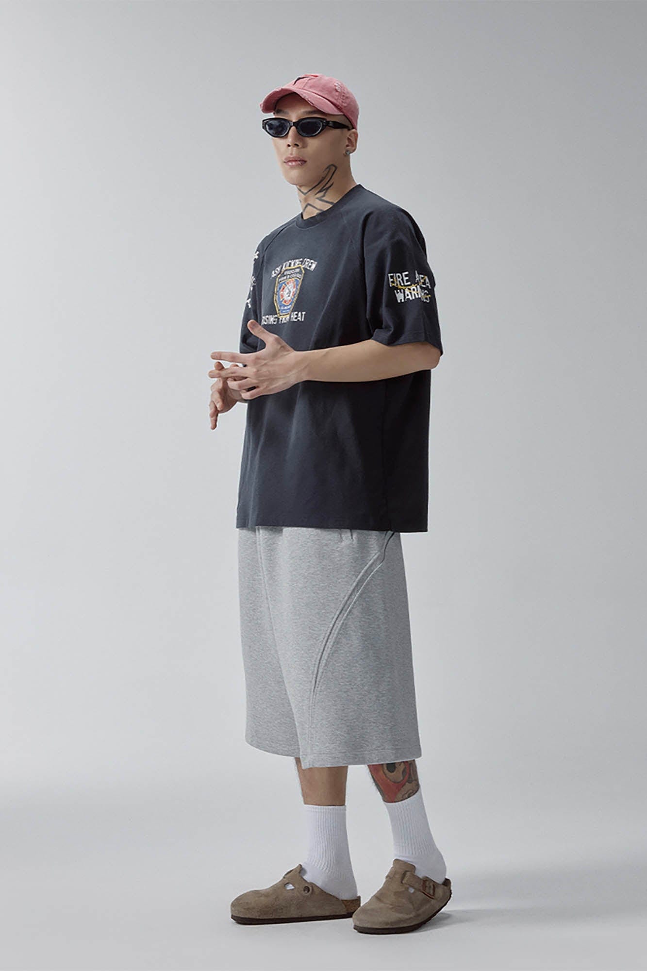 F2CE Curved Spliced Drawstring Shorts-Shorts-S-Free Shipping Leatheretro