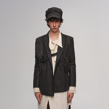 ILNya Nieternite Nifutur Crinkled Strap-Draped Panel Blazer-Jacket-S (0)(Preorder)-Free Shipping Leatheretro