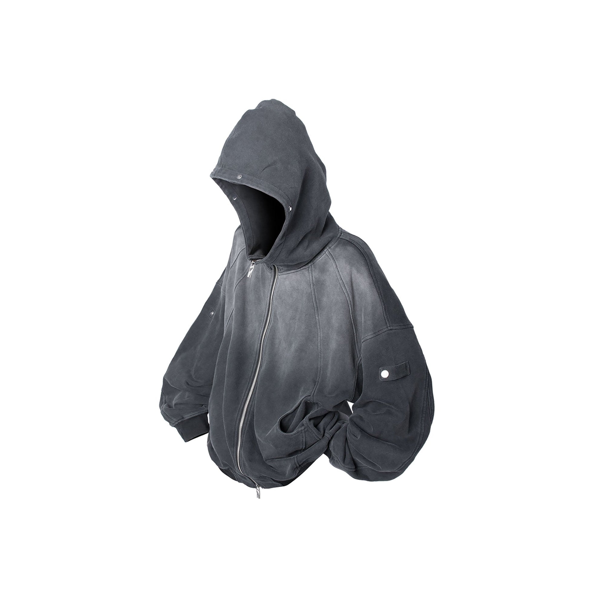 RELABEL Gradient Washed Panel Hooded Jacket Black-Jacket-XS (Preorder)-Free Shipping Leatheretro