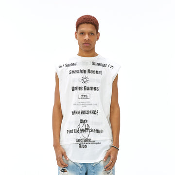 VANN VALRENCE Statement Padded Cotton Sleeveless Tee-T Shirt-S-Free Shipping Leatheretro