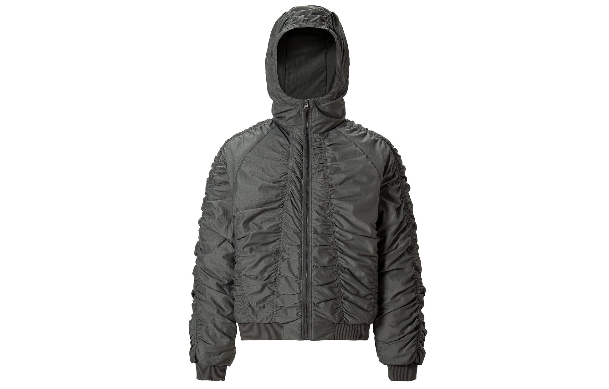 F2CE Ruched Nylon Hooded Bomber-Jacket-S(Preorder)-Free Shipping Leatheretro