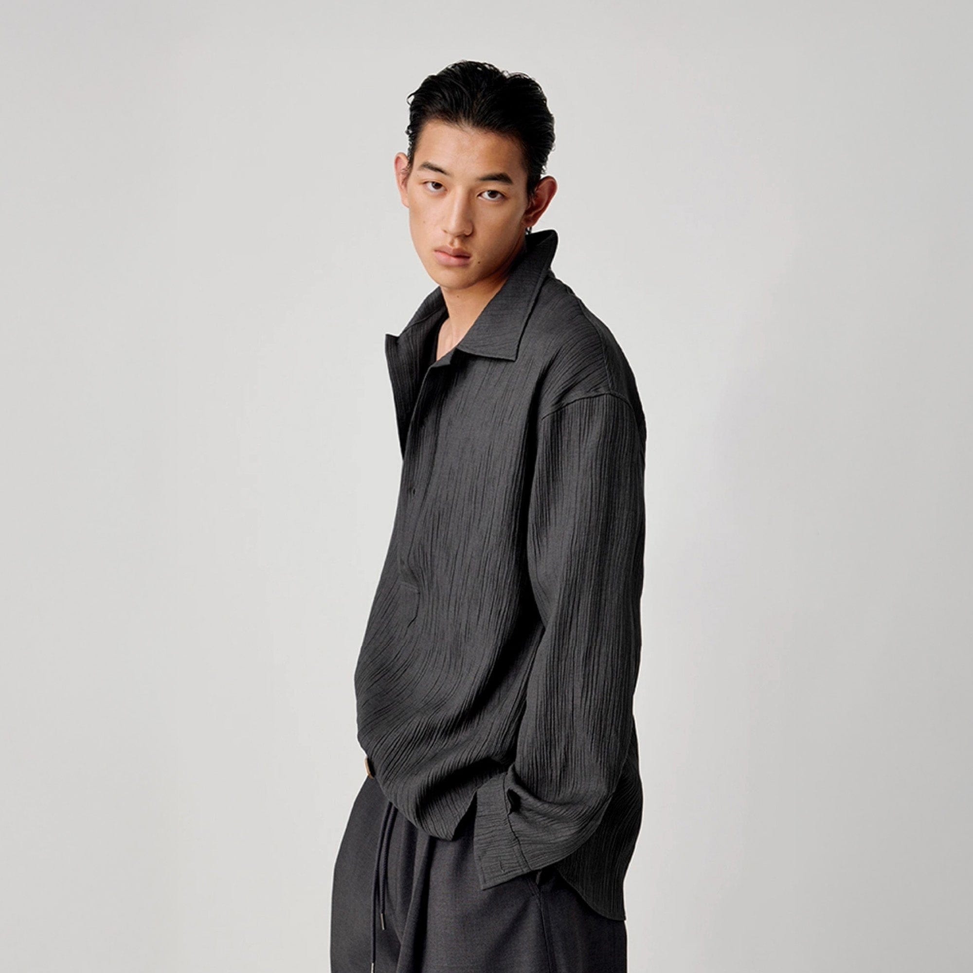 OPICLOTH Essential Crinkled Pullover-Shirt-S-Beige-Free Shipping Leatheretro