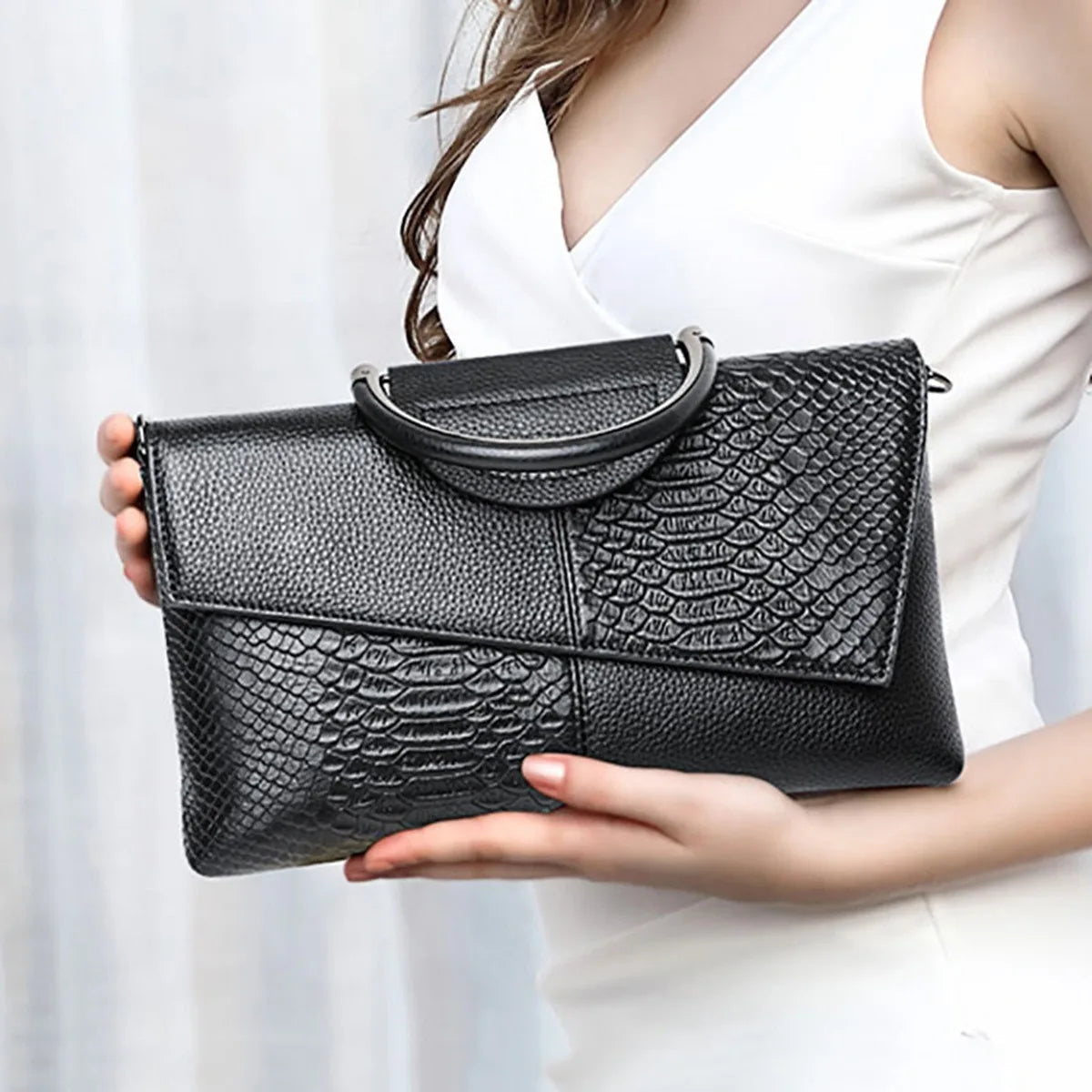 Large Capacity Crocodile Pattern Fashion Slouch Bag - New Style Party Handbag-Handbags-White-Free Shipping Leatheretro